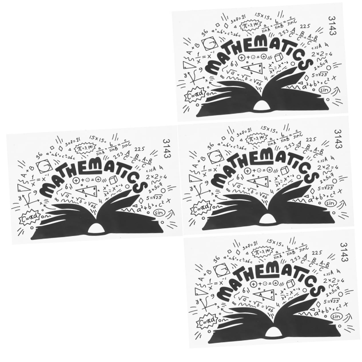 4 Fogli Adesivo Murale Tema Matematica per Decorazione Sticker Adesivo per Amanti Della Matematica Facile da Applicare e Rimuovere per Camerette