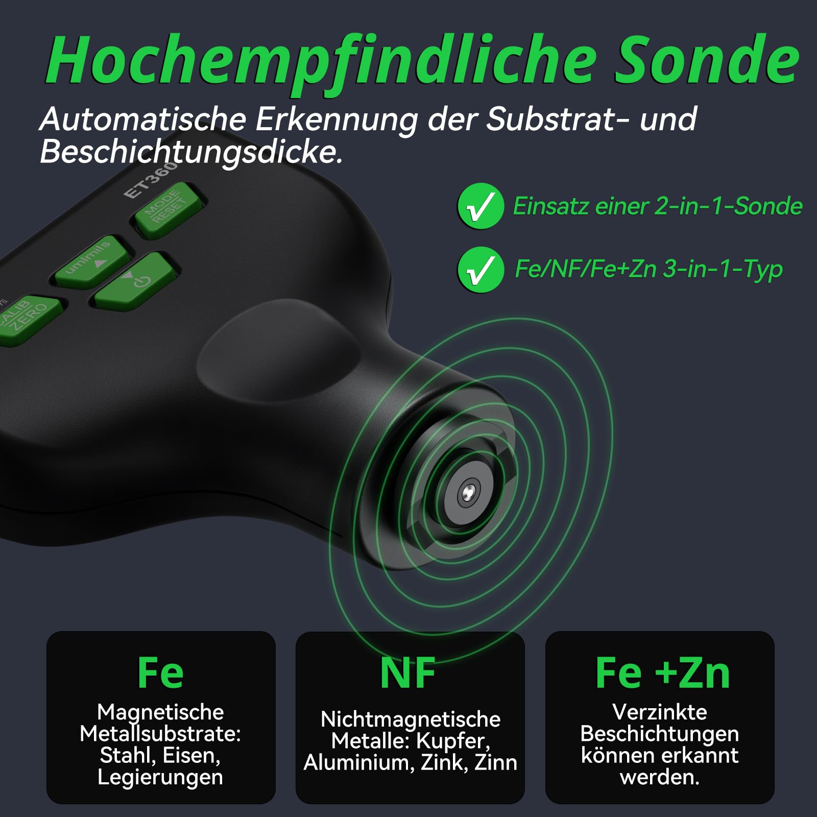 RDINSCOS Lackmessgerät Auto Schichtdickenmessgerät Autolack