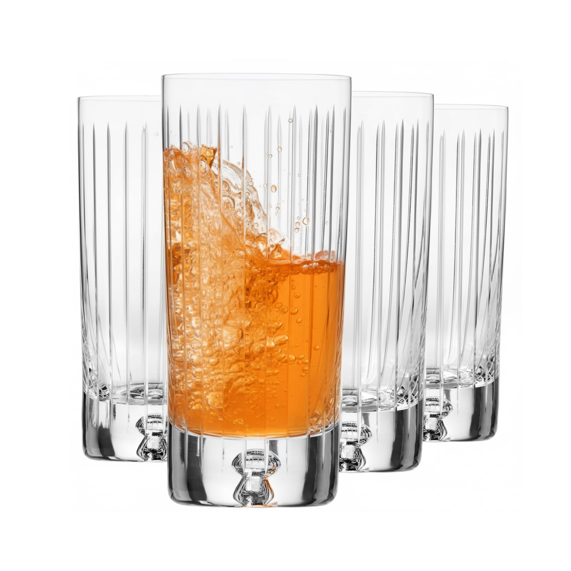 Krosno Transparent Cut 2 Water Glasses Set Of 4-300 Ml Handcrafted Cut Design -Crystal Drinking Tumblers For Juice And Cocktails - Saga Collection Gift Box
