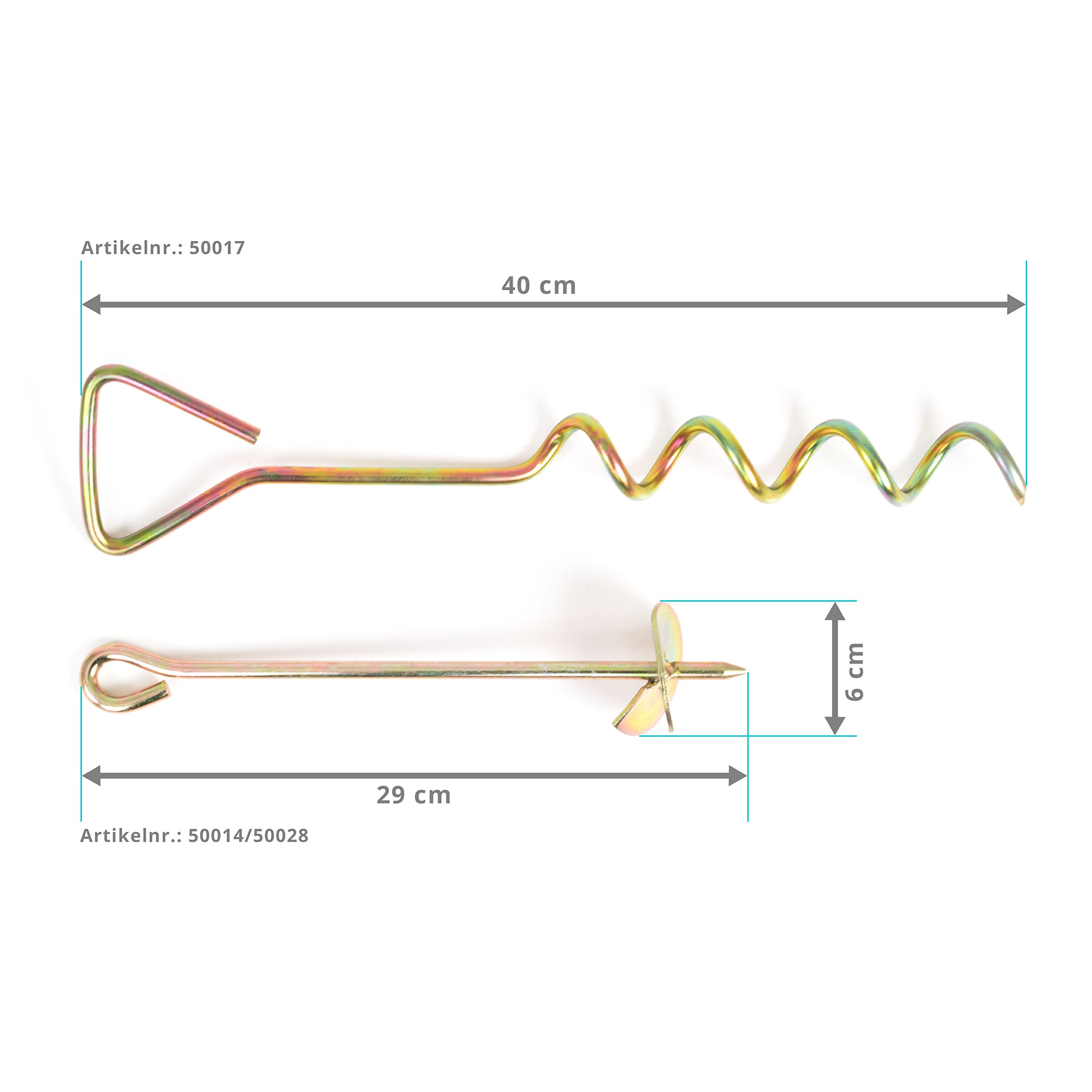 Ancoraggi A Terra Per Trampolino/Altalena - 4 Pezzi In Acciaio Zincato, Lunghezza 33 Cm