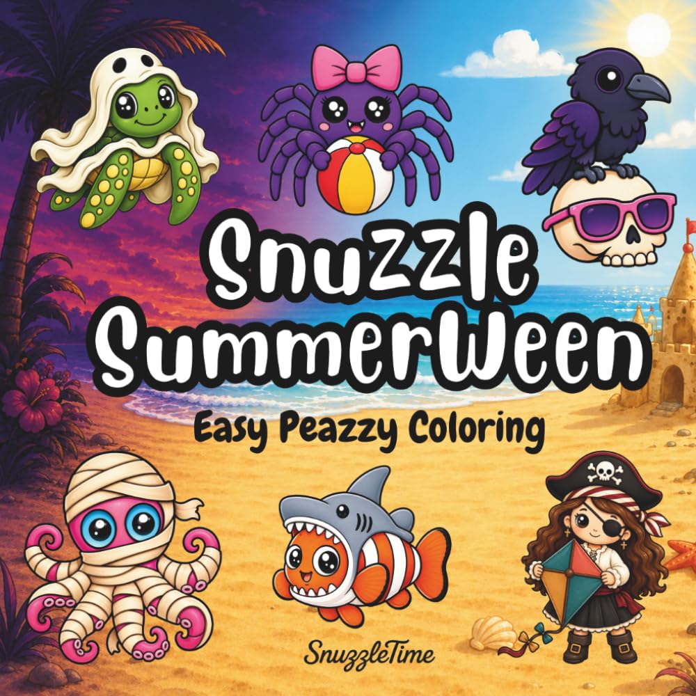 Snuzzle Summerween Easy Peazzy Coloring Book: SnuzzleTime 40+ Cute Summerween Themed Pages Featuring Bold and Easy Coloring Style Designs: SnuzzleTime Easy Peazzy Coloring Book