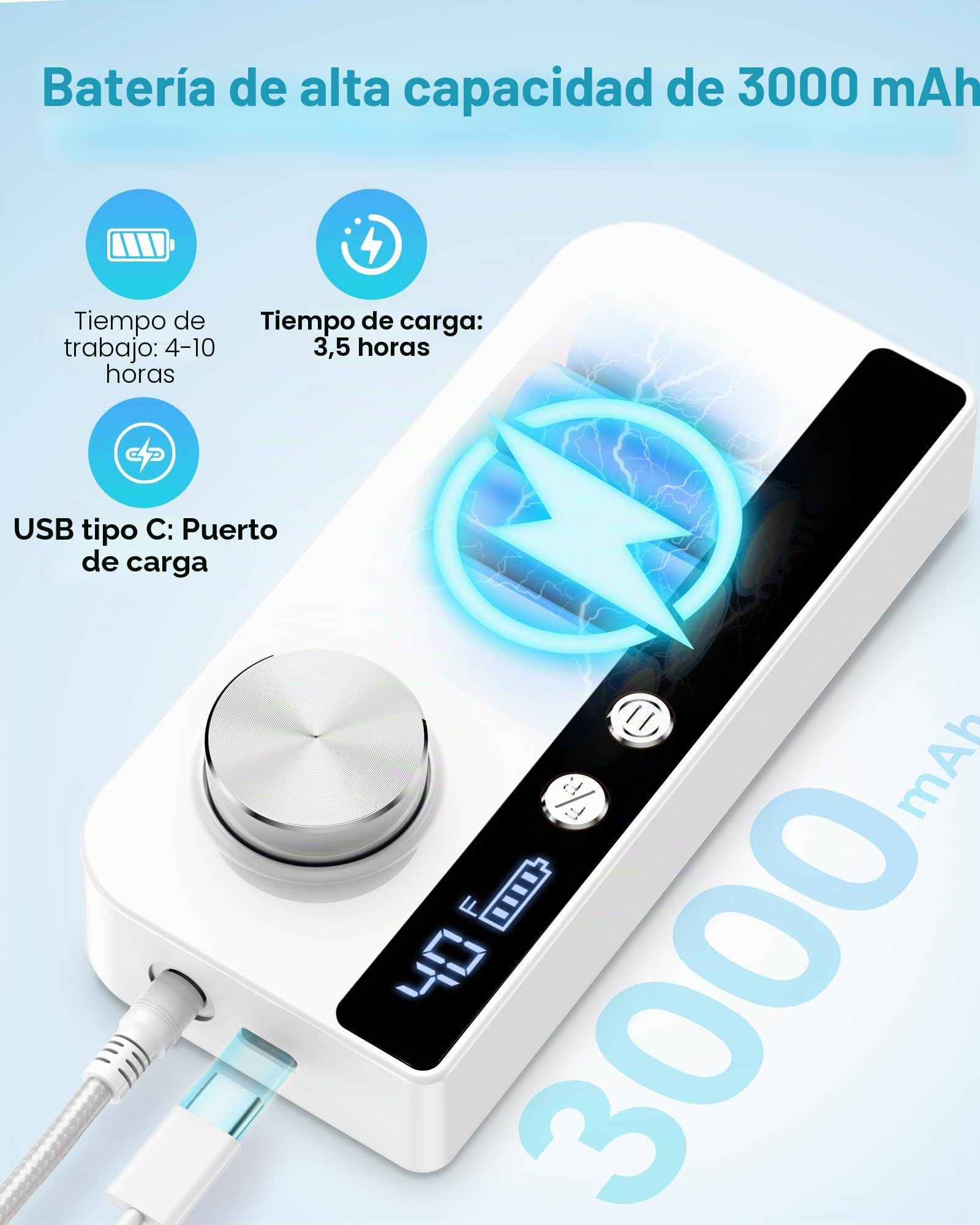 Heypappy Torno para Uñas, Limador de Uñas Eléctrico Recargable Portátil