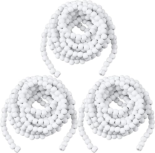 WILLBOND Guirnalda de cuentas de madera de Navidad de 29.5 pies, 3 piezas, guirnalda de cuentas redondas para Navidad y decoraciones navideñas