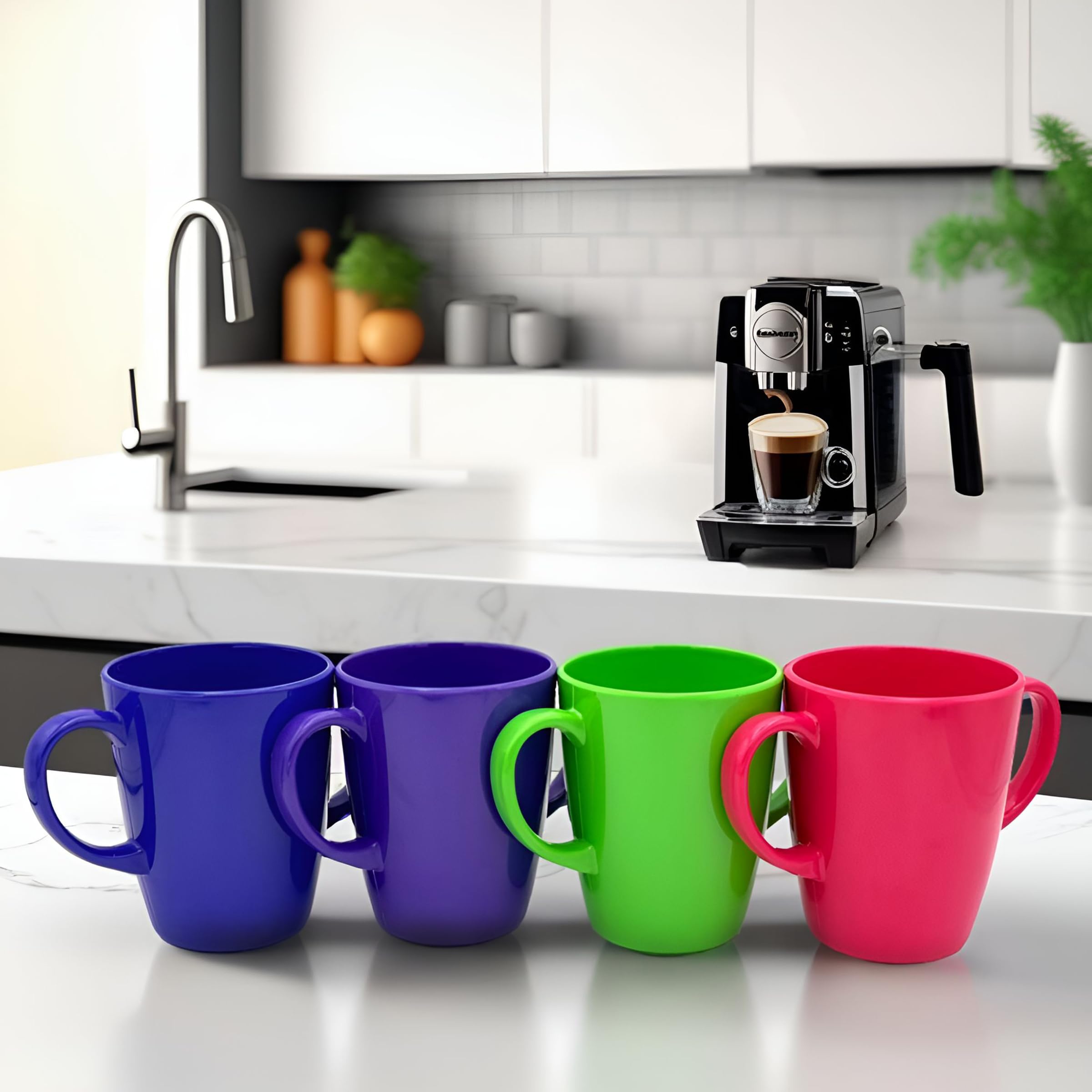 Taza de melamina con dos asas, ligera de 126 g, capacidad de 400 ml, ayuda de movilidad para la vida diaria para ancianos, demencia, temblores, artritis y agarre débil (verde)