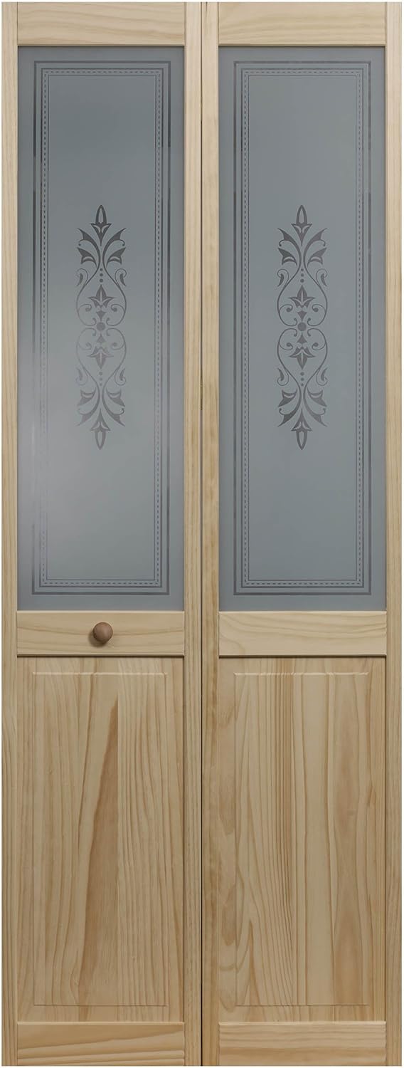 LTL Home Products 885720 Tapestry Half Glass Bifold Interior Wood Door, 24 Inches x 80 Inches, Unfinished Pine