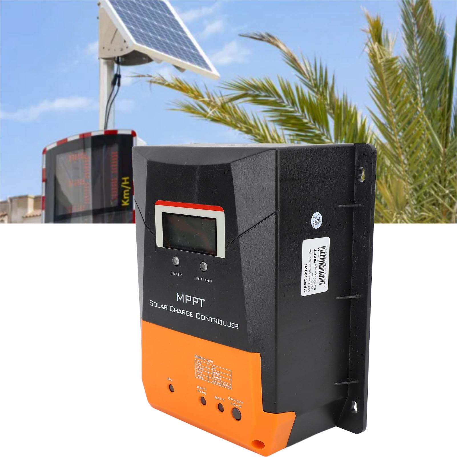 Regolatore di Carica Solare MPPT 20A, Caricatore Automatico a Pannello Solare 12V 24V, Ingresso 100V, 4 modalità di Lavoro con Protezioni Multiple, per Batteria LiFePO4, Luci