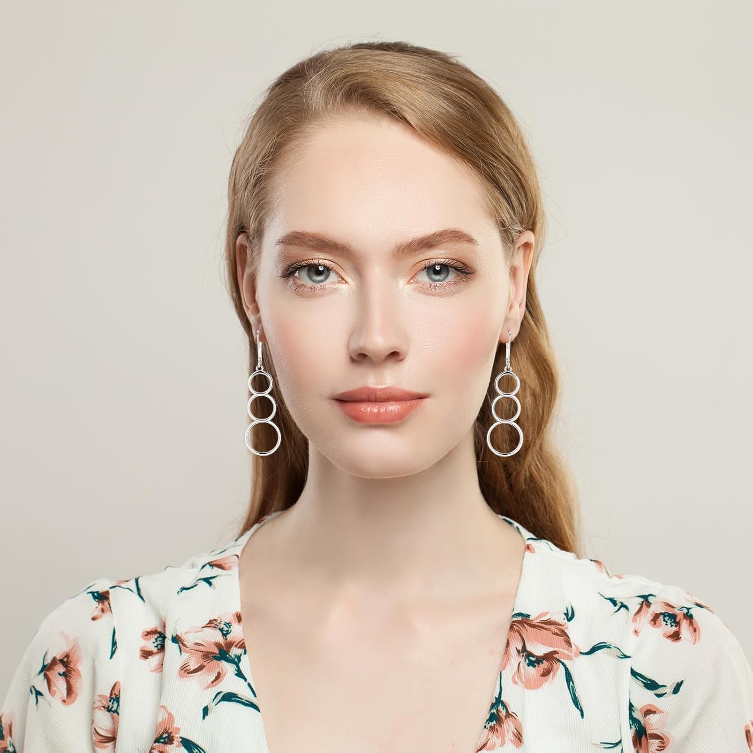 Silver Cycle Earrings Dangle for Women Hypoallergenic French Leverback Drop Earings Lightweight Cutout Earrings Jewelry Gift Birthday Homecoming - Image 2