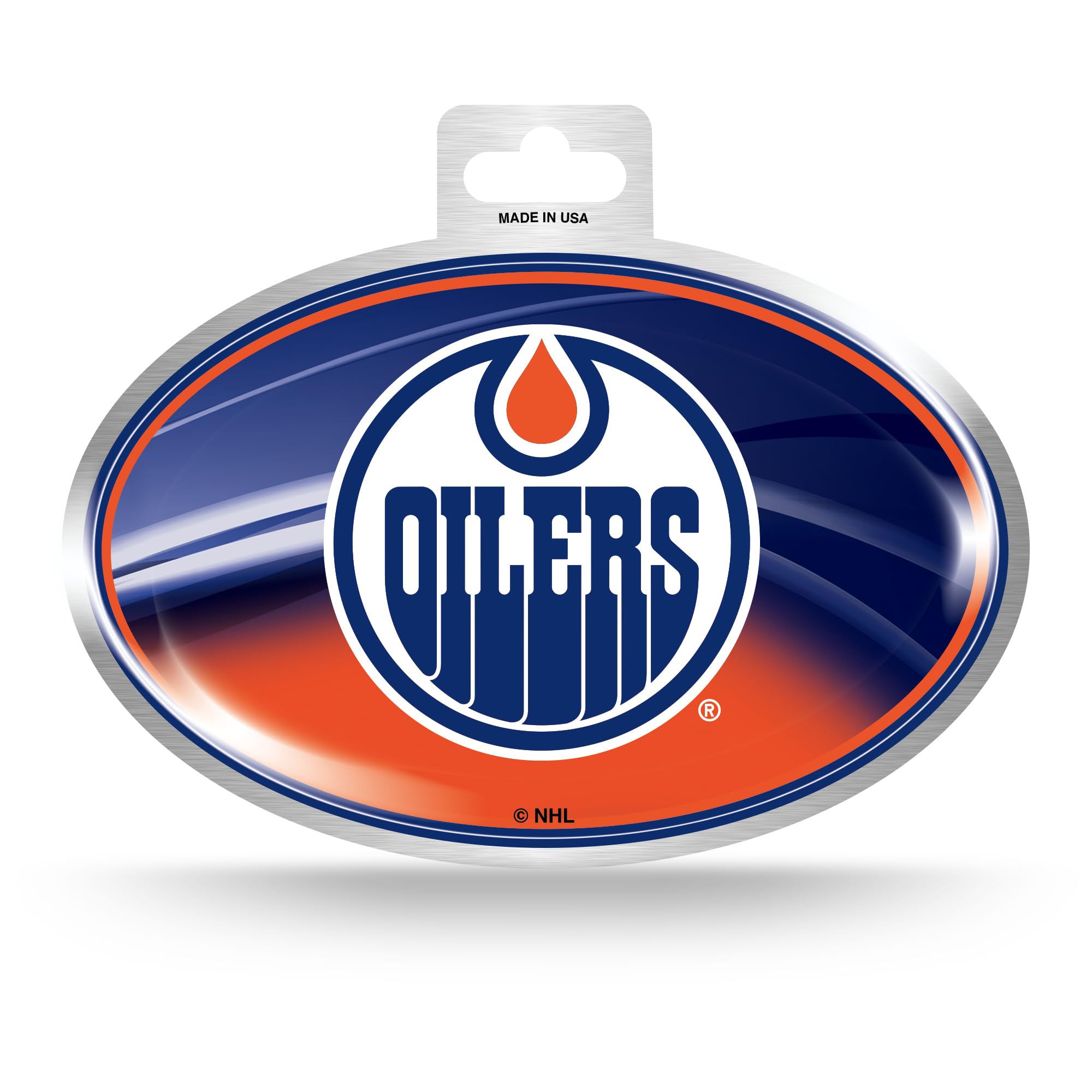 Rico Industries NHL Eishockey Edmonton Oilers Metallic Oval Aufkleber