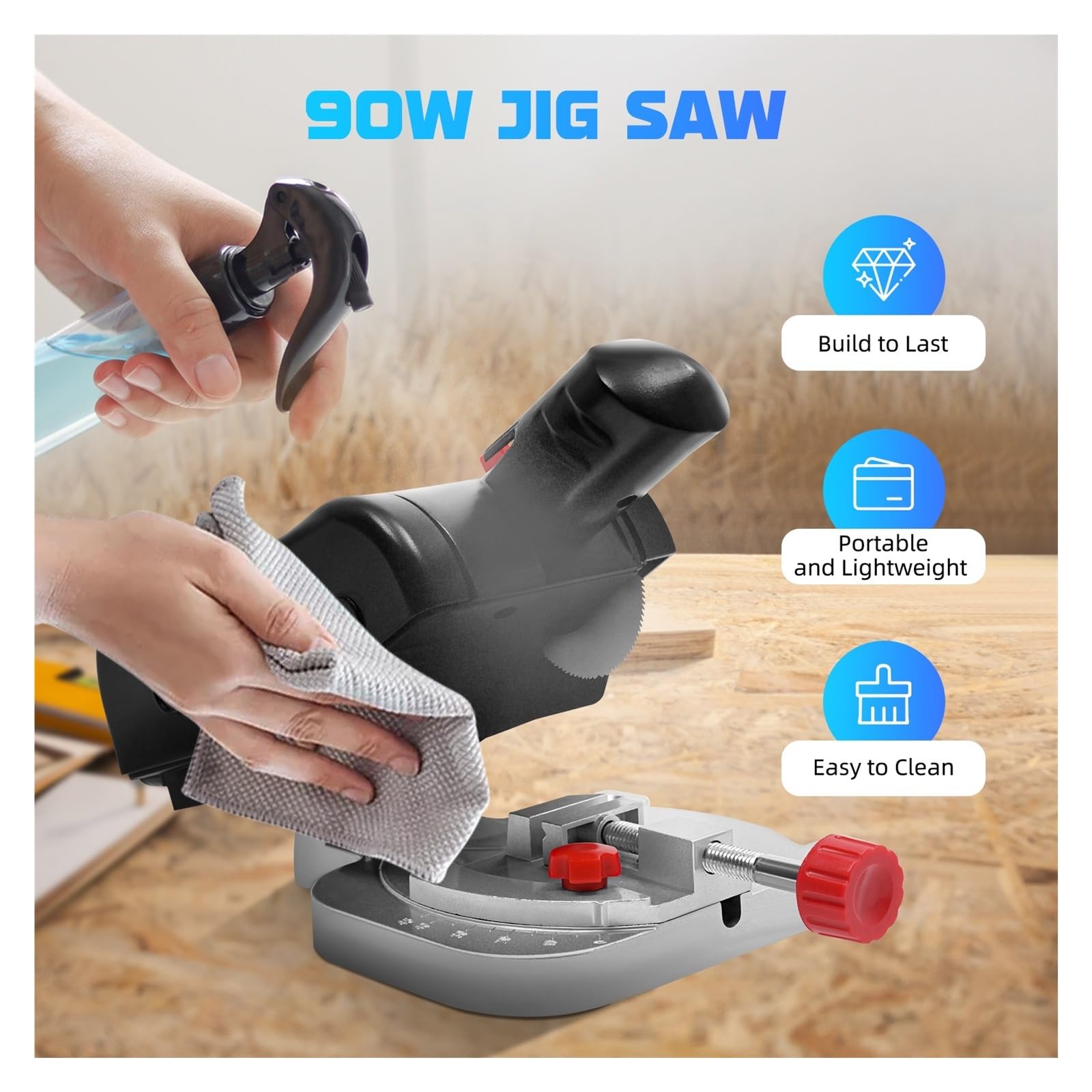 Sierra De Calar 90W, Minisierra Eléctrica 6000rpm, Ajustable 0-45° Con Herramienta Sujeción For Madera, Metal, Plástico, Bricolaje Control De PrecisióN
