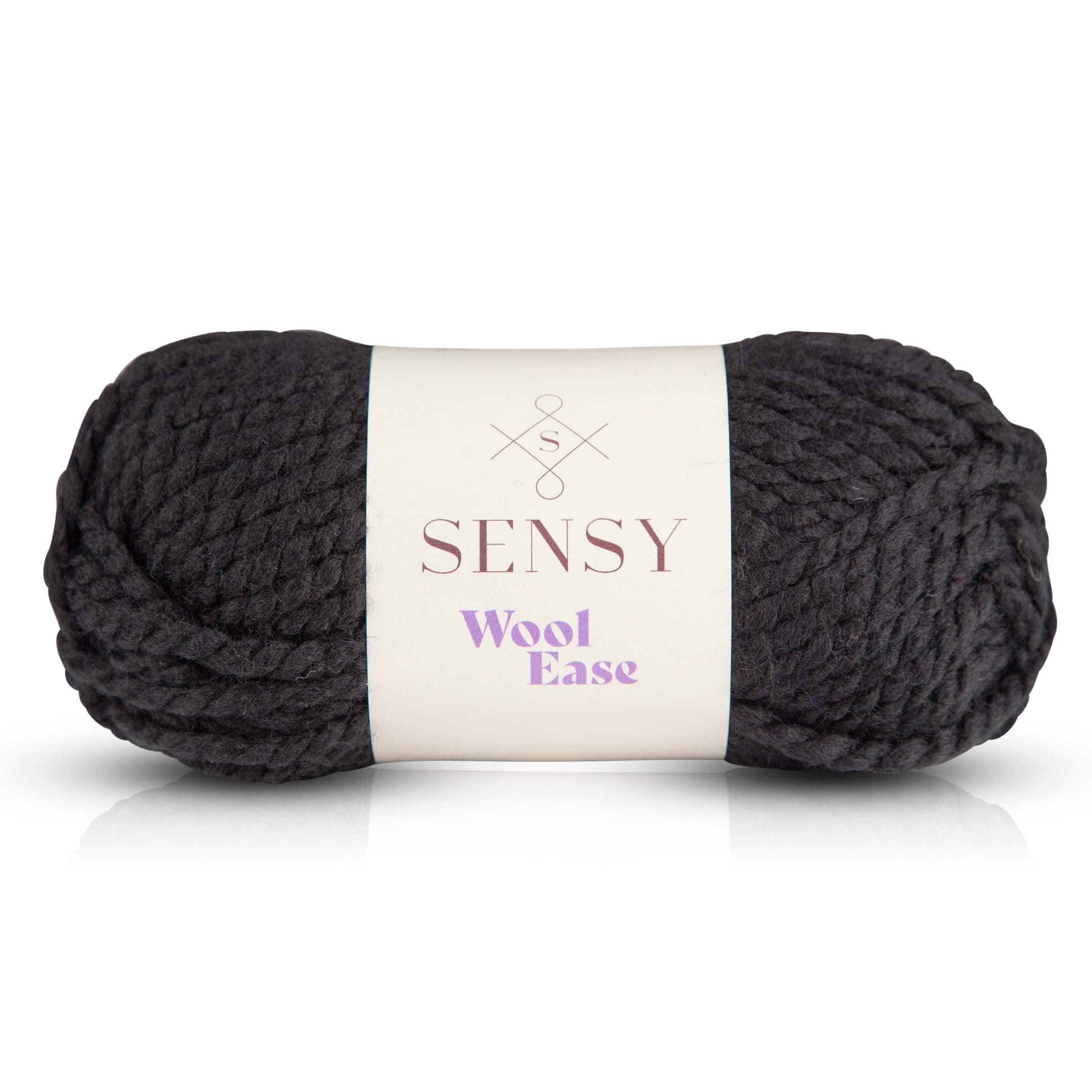Sensy Wool Ease Yarn, 3.5 oz, 66 Yards, Gauge 6 Super Bulky (Black)