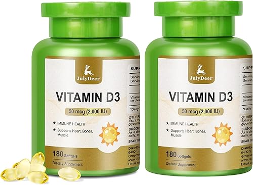 Miniatura 8 de Vitamina D3 2000 UI (50 mcg) 180 cápsulas blandas | Apoya la salud inmunológica, la absorción de calcio y la fuerza ósea | Esencial para huesos 180