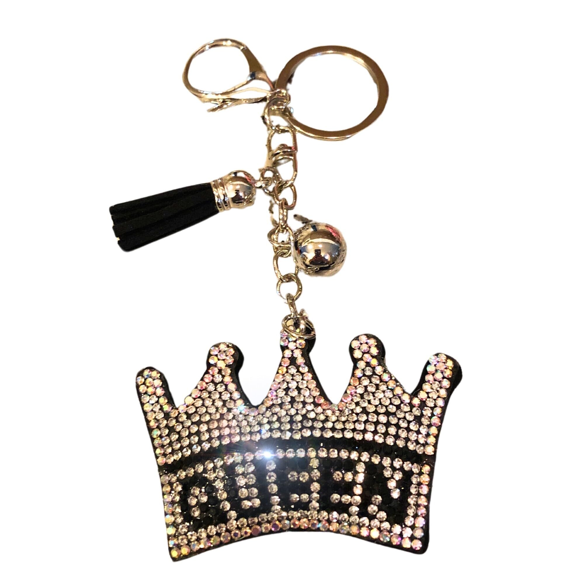 Popfizzy Crystal Keychains for Women and Girls, Bling Backpack Keyring, Bedazzled Purse Charms, Bag Charms, Handmade Gifts, Queen Crown (Silver), One Size