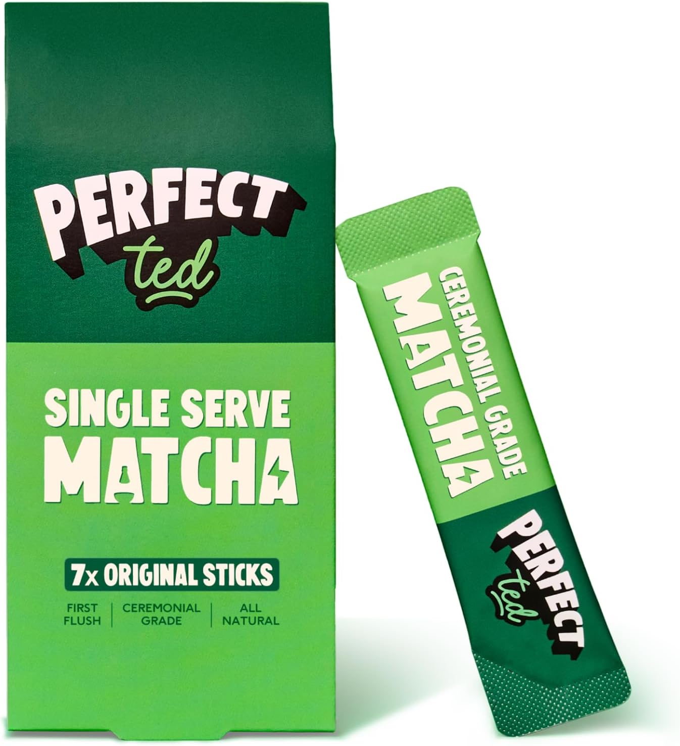 PerfectTed Organic Matcha Sachets, Ceremonial Grade Japanese, 10 x 1.5g Single Serve Packets, Perfect for On-the-Go Travel Green Tea Powder | Vegan | Gluten-Free