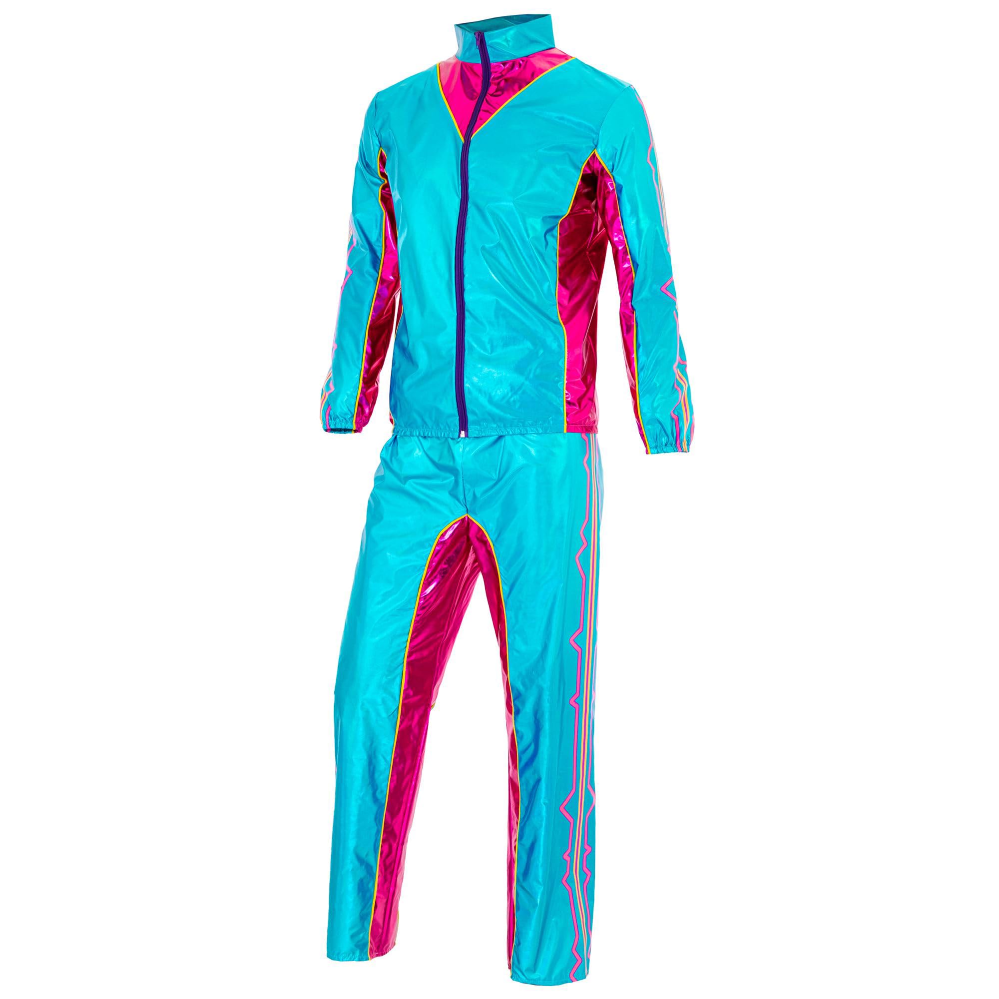 W WIDMANN MILANO Party Fashion - Disfraz de chándal, metalizado, atuendo neón de los años 80, chándal para carnaval y fiestas