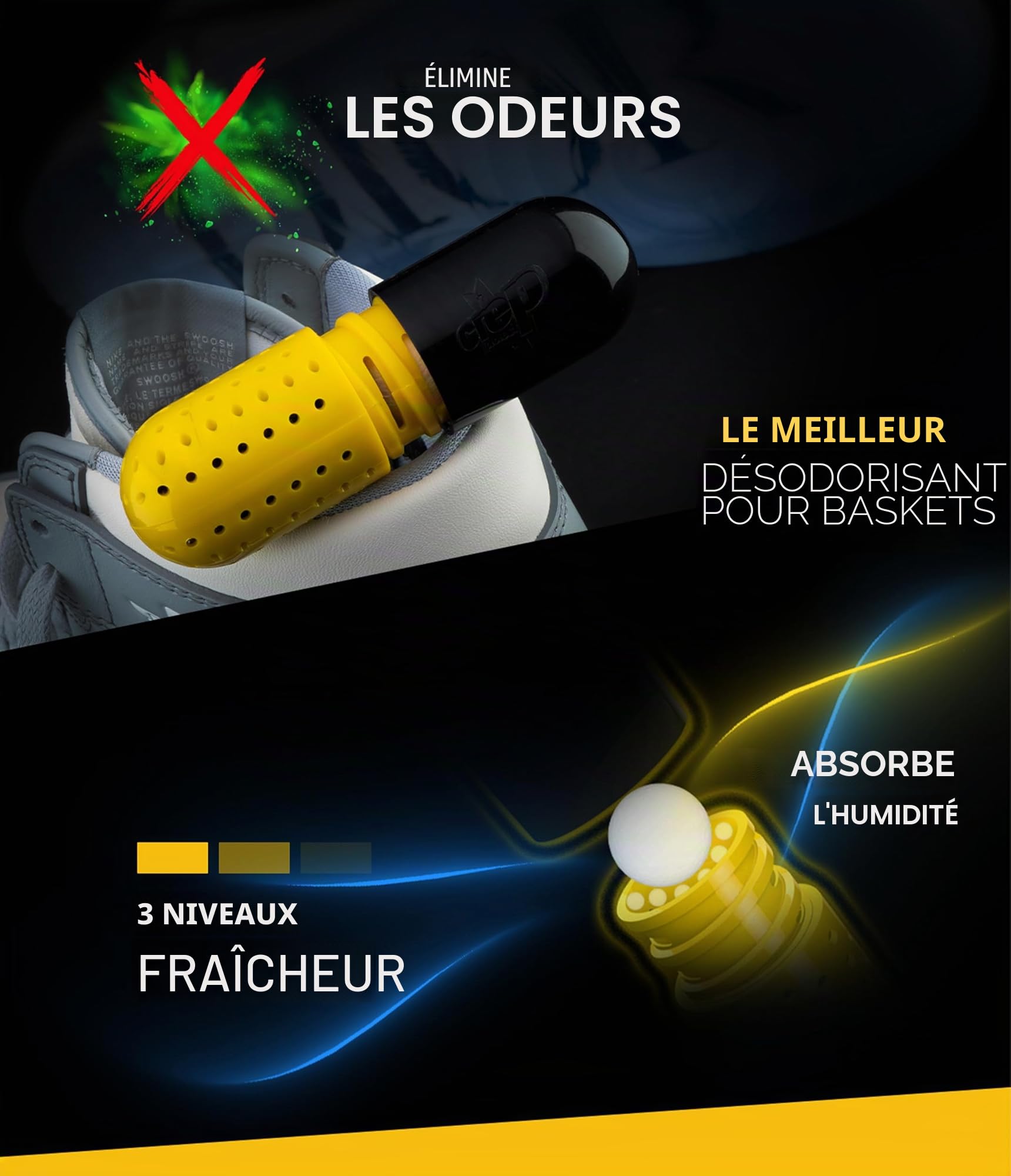 Crep Protect Paquet de boîte - Kit de nettoyage de baskets haut de gamme avec 6 x lingettes pour baskets, 2 x pilules, gomme, solution de nettoyage 100 ml, chiffon en microfibre et brosse