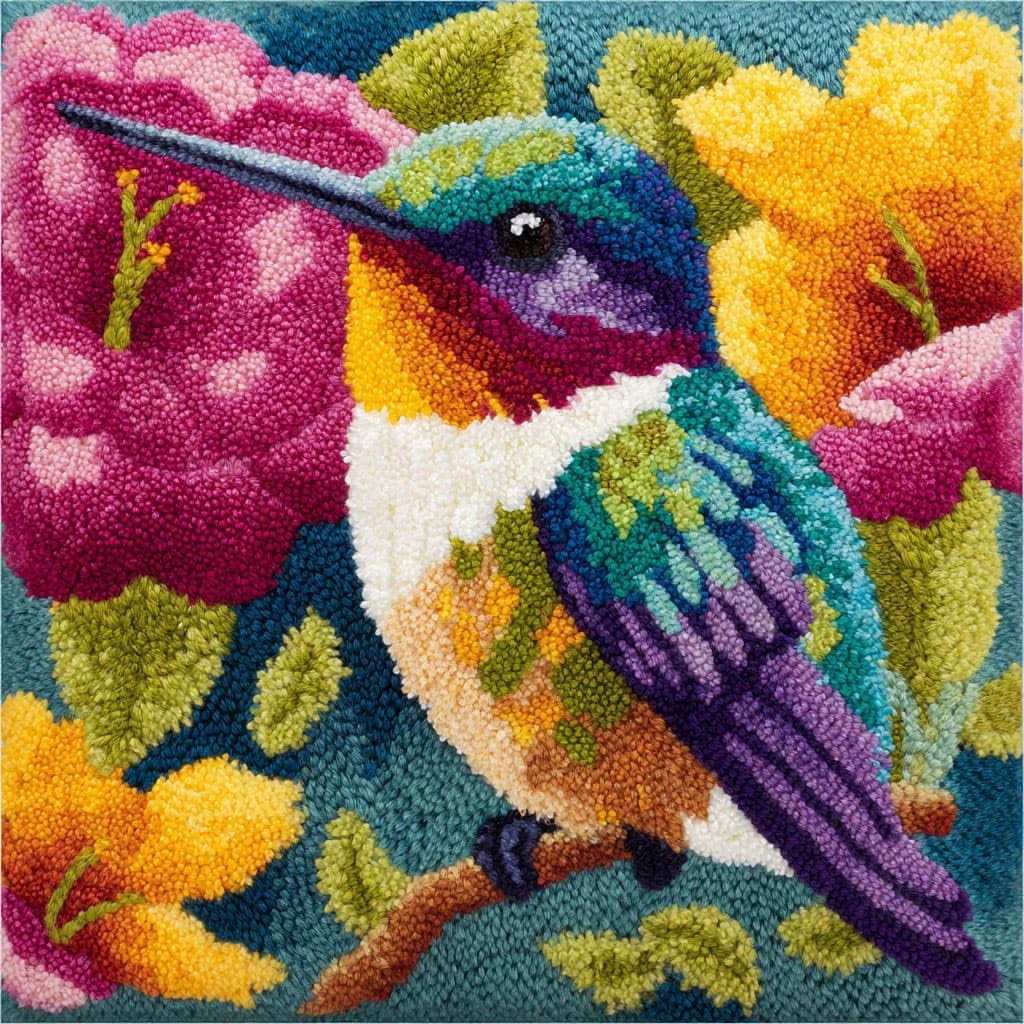 Henypt Latch Hook Cushion Kits Flowers and Birds