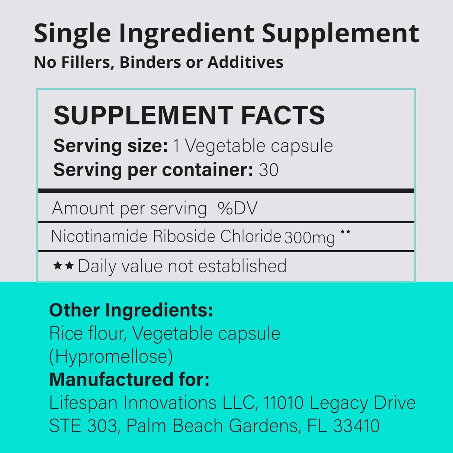 Lifespan Innovations Pure NR Nicotinamide Riboside 300mg - Single Ingredient Supplement - Supports NAD⁺ Levels, Cellular Energy & Healthy Aging. No Fillers or Binders. 30 Capsules, Glass Bottle - Image 6