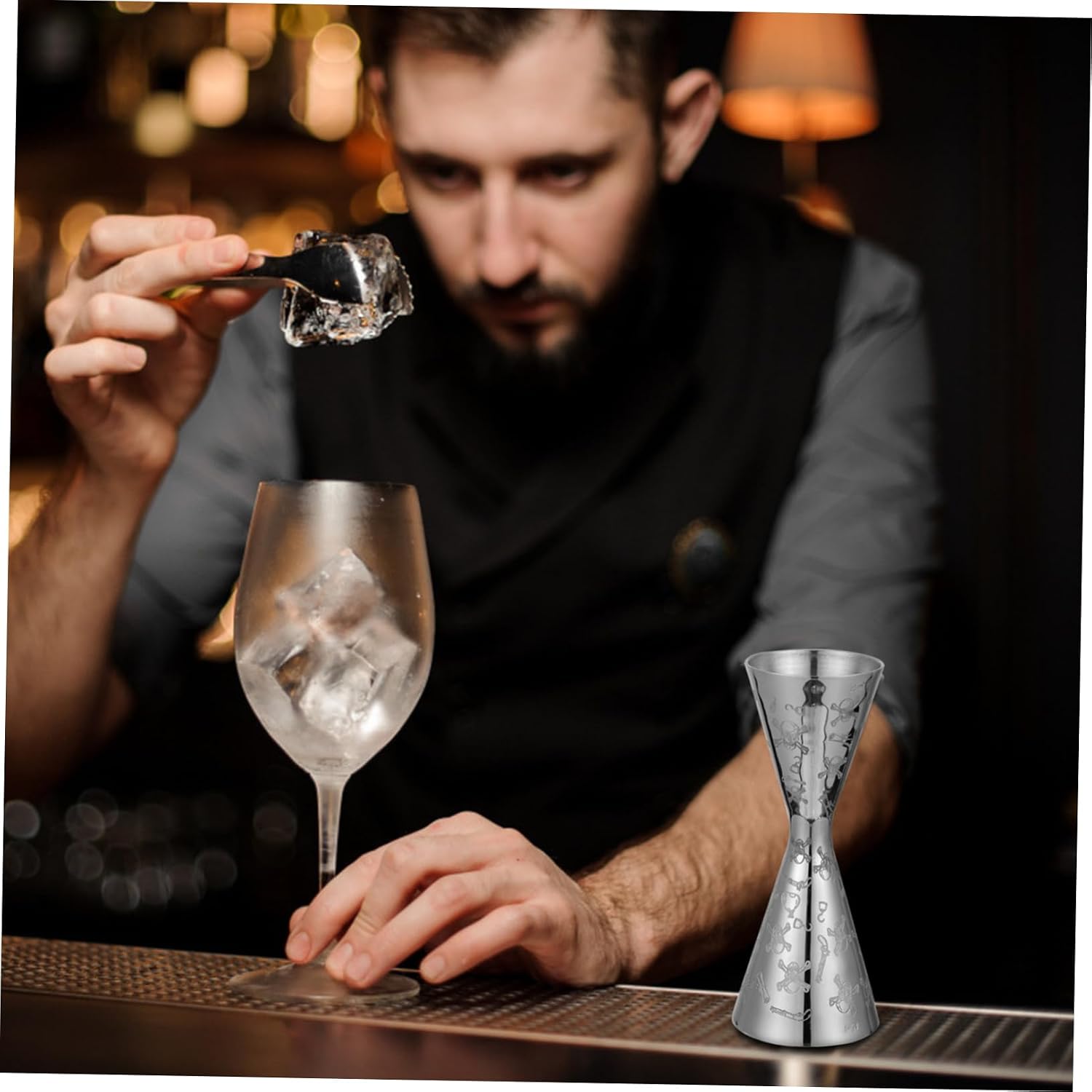 Mikinona 1pc Stainless Steel Jigger Measuring Cup for Bartending Scale for Accurate Measurements Bar Tool for Home Cafe and Ktv Use