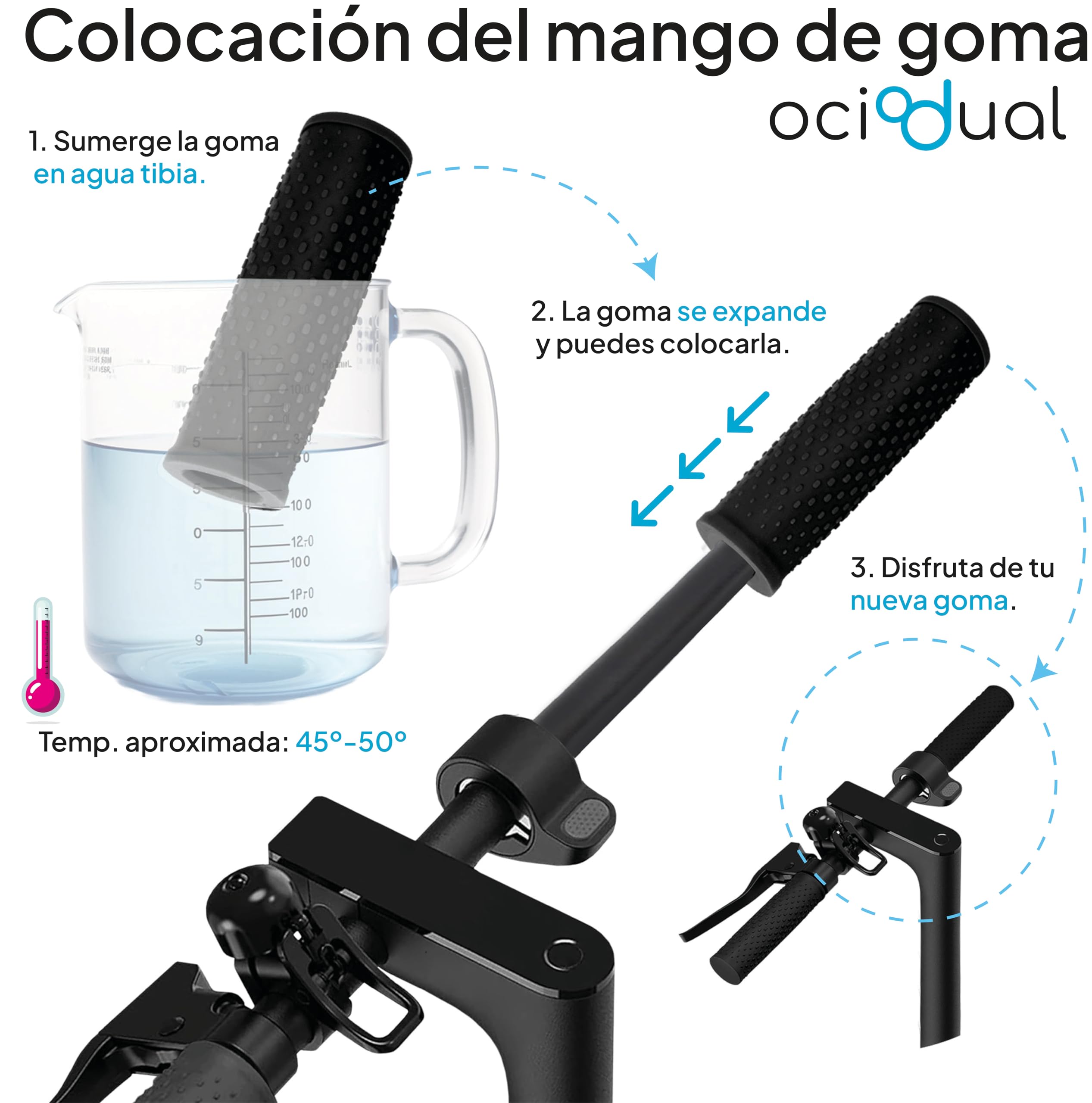 OcioDual Puños Scooter, 2X Empuñaduras Patinete Electrico, Agarres para Manillar, Mangos Compatible con Xiaomi 1S, M365, Essential, Pro, Pro 2, Accesorios Patinete Electrico — view 7