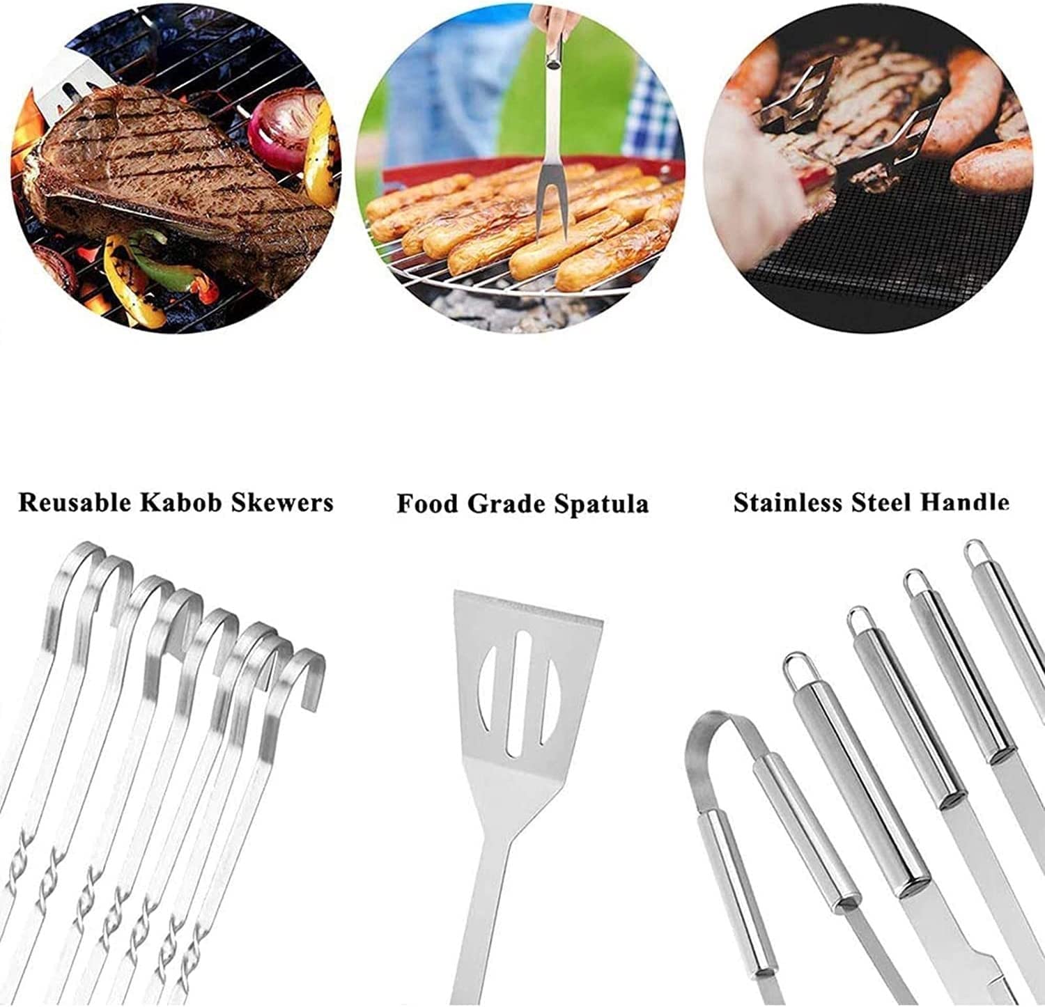 Zestaw akcesoriów do grilla dla mężczyzn i kobiet, 16 szt. Przyborów do grillowania Zestaw narzędzi, Narzędzia do grillowania ze stali nierdzewnej z torbą do przechowywania, do grillowania, biwakowan