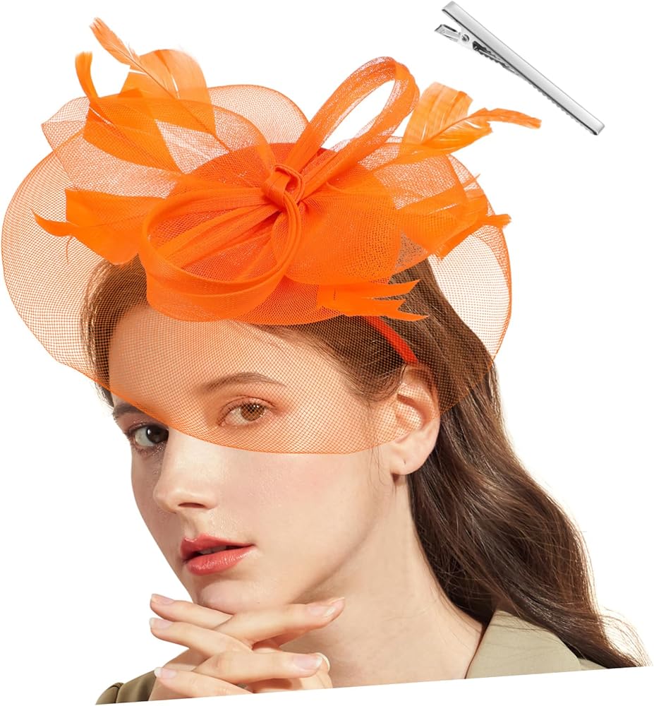 green emerald velvet dress Holibanna Fascinator Hat for Women Gauze Headband Flowers for Tea Party  Wedding Banquet Headwear Decor Orange at Amazon Women's Clothing store