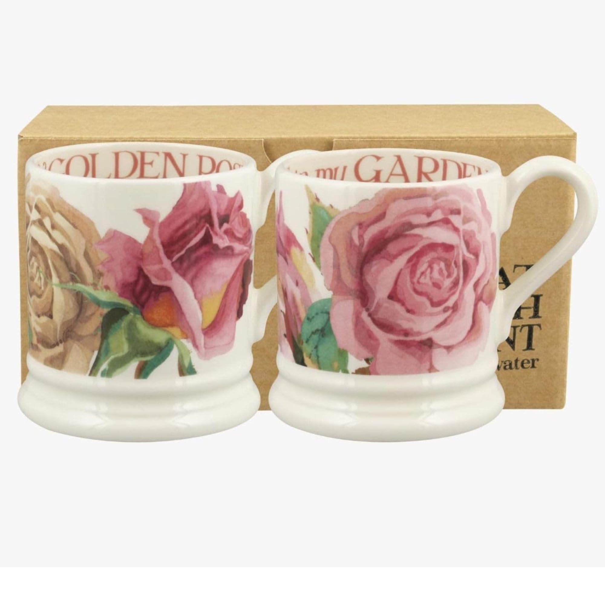 Emma Bridgewater Set of 2 Mugs, Large Mug 1/2 Pint, Stoneware Ceramic Coffee Cup, Stoneware Mug, Cappuccino, Latte, Coffee - Beautiful Mugs, Birthday Gift - Coffee Mug Roses
