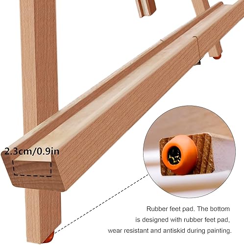 Miniatura 4 de Miratuso Caballete de mesa A3 con superficie lisa, caballete de pintura plegable de madera con capacidad para lienzo de más alto hasta 21 pulgadas,