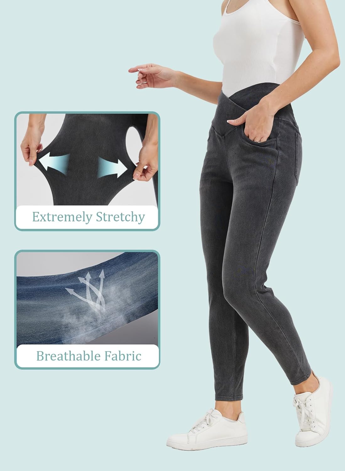 Women's High Waisted Jeggings Tummy Control Stretch Denim Pants, Soft Comfortable Fit, Skinny Leg Retro Casual Style - Image 4