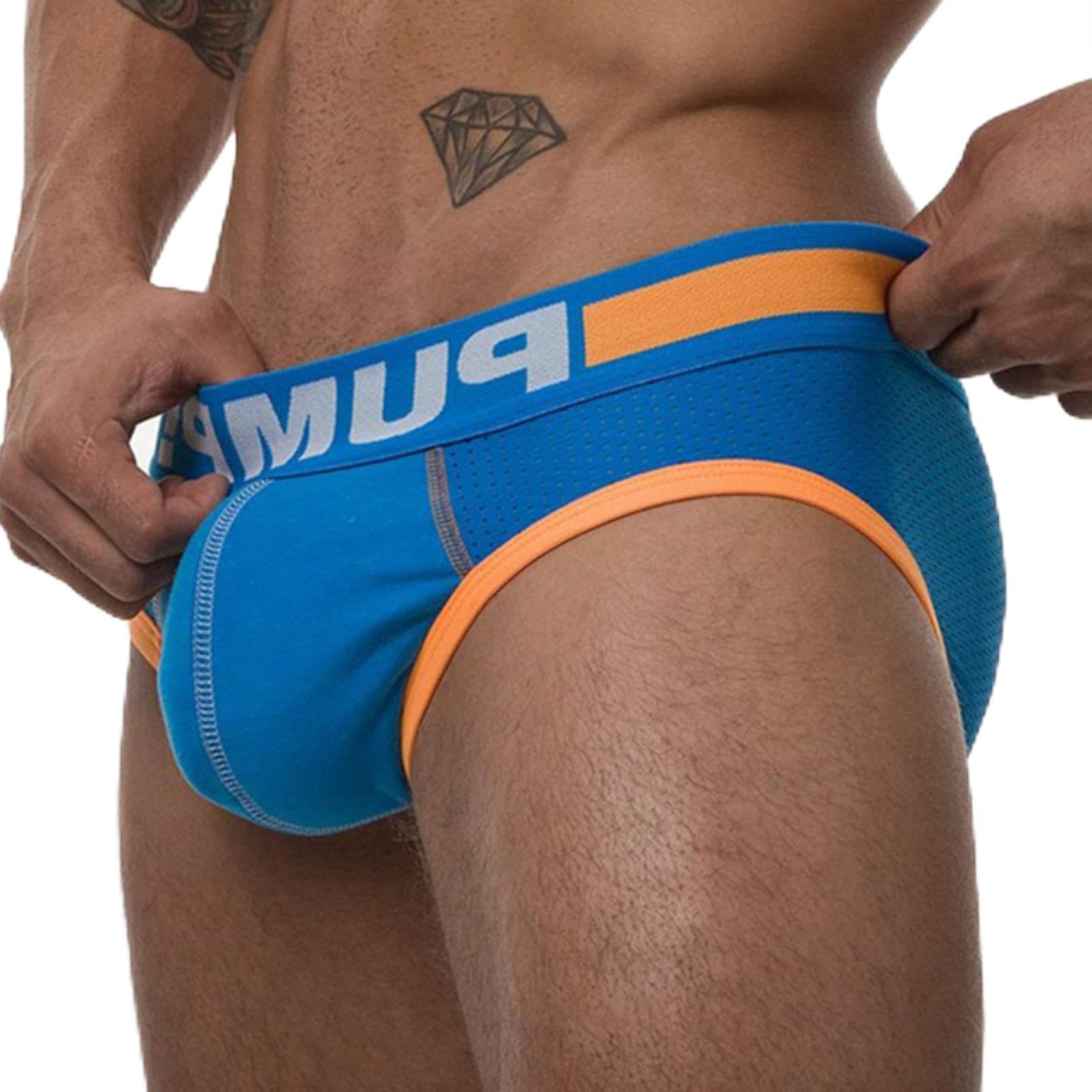 Piyax Men's H117-Orange 1Pc Underwear Sexy Briefs Underpants Gay Slip Cuecas Breathable Panties Bikini
