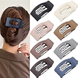 8 Pack Flat Hair Clips for Women – Large Matte Rectangle No-Slip Claw Clips, Strong Hold Square Hair Accessories for Thick & Thin Hair, Lay Flat Design for Work & Daily Styling