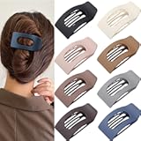 8 Pack Flat Hair Clips for Women – Large Matte Rectangle No-Slip Claw Clips&comma; Strong Hold Square Hair Accessories for Thick & Thin Hair&comma; Lay Flat Design for Work & Daily Styling