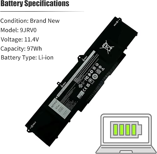Miniatura 3 de 97Wh 9JRV0 - Batería para portátil compatible con Dell Latitude 15 5521 5531 Precision 15 3561 3571 Alienware m17 R5 AMD 005RGW 05RGW 053XP7 53XP7