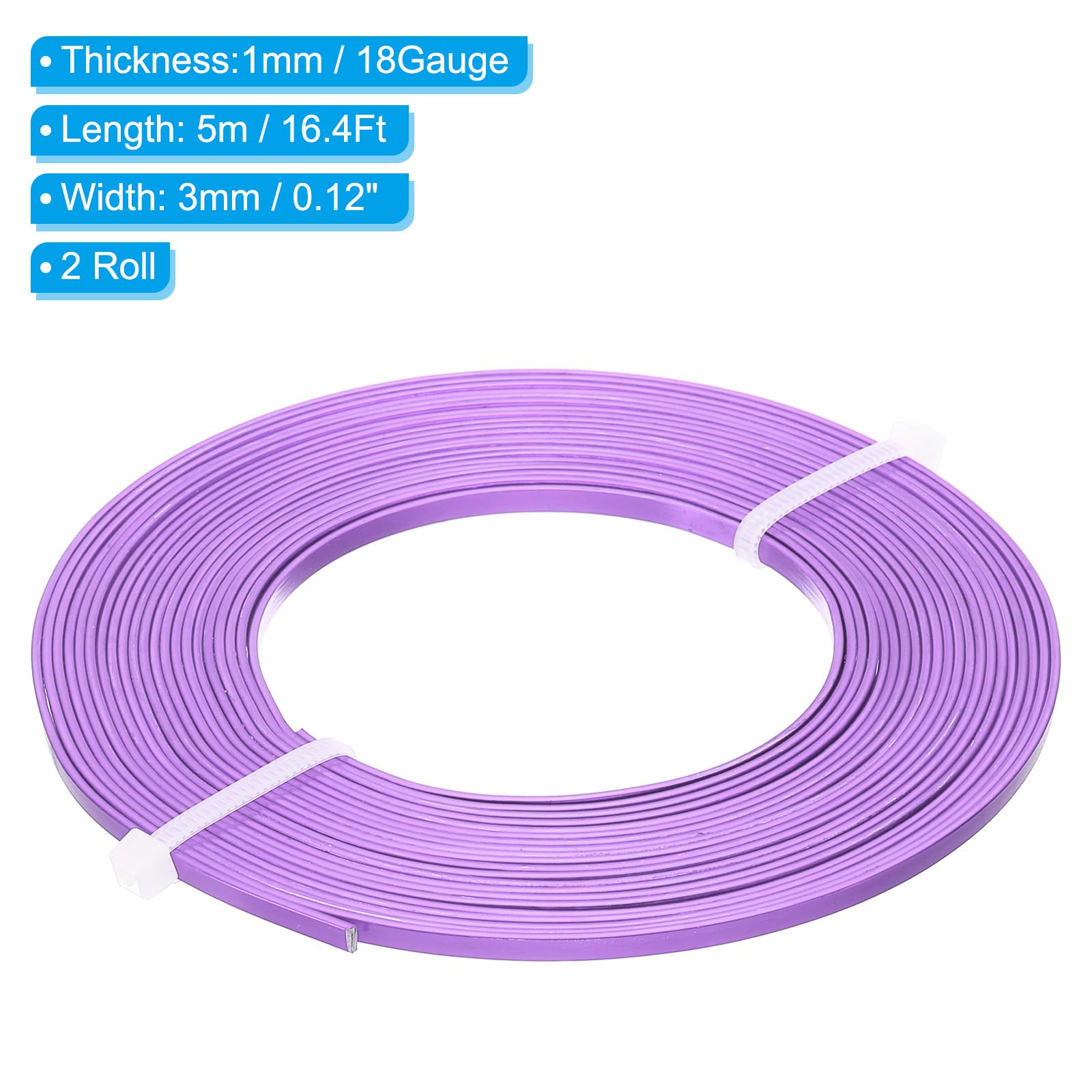 PATIKIL 18 Gauge 3mm Wide Aluminum Flat Wire - Image 2