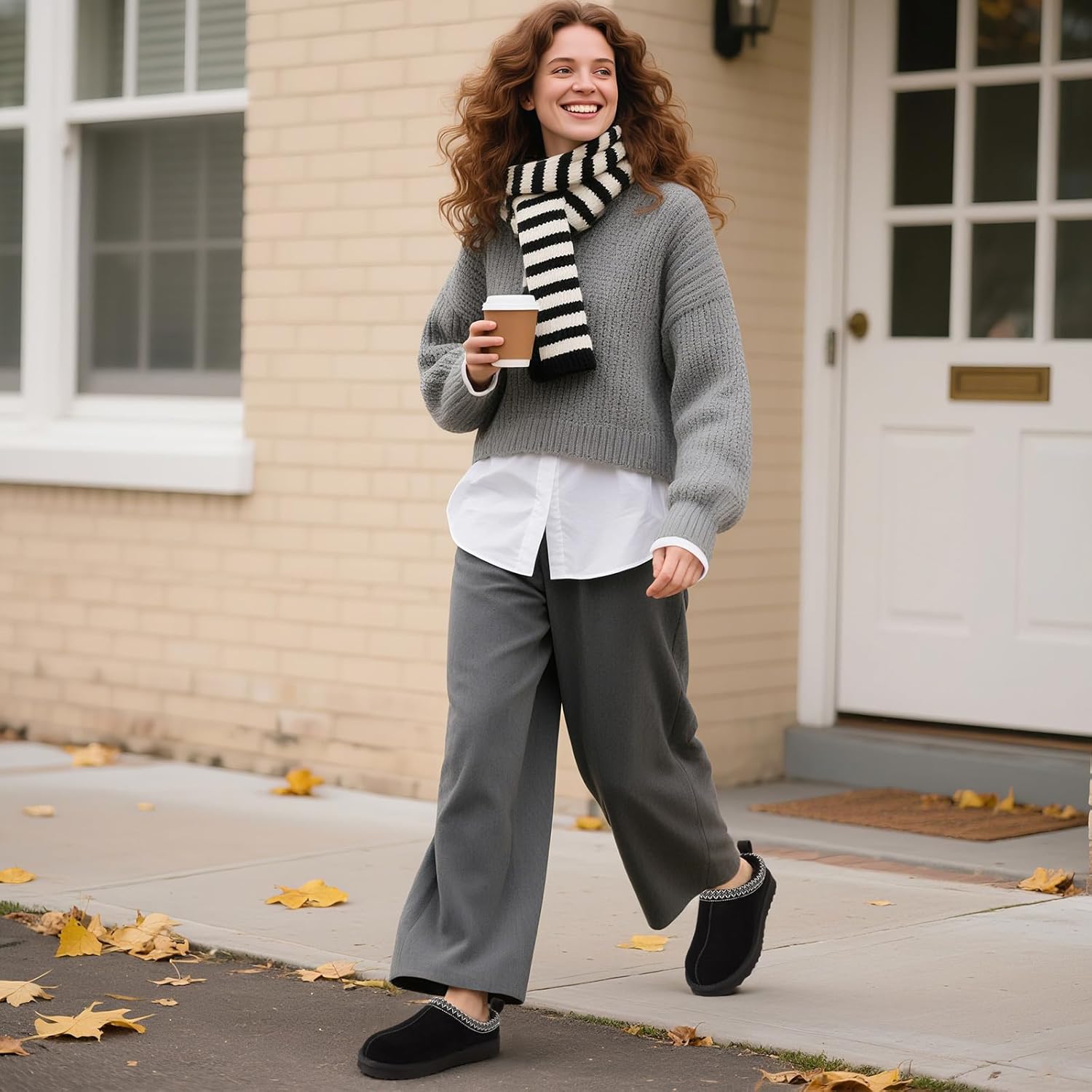 Genuine Suede Fuzzy Slippers for Women Winter Warm House Shoes Cozy Mini Boots for Indoor Outdoor - Image 3