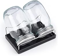 Vista 1 de Kit de 2 tarros de germinación de boca ancha con tapas de brotes de pantalla de acero inoxidable 316, bandeja de melamina, soporte y cepillo