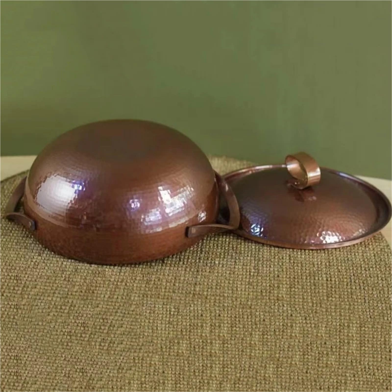 Hammered Kupfertopf Vintage-Kupfertopf mit Hammerstruktur, heißes Kochgerät for Kochen, Köcheln und Schmoren von Nudeln(S-22cm)