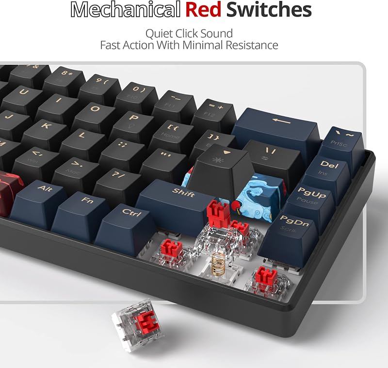 SOLIDEE 68 gombos mechanikus gaming billentyűzet piros kapcsolóval, LED háttérvilágítással