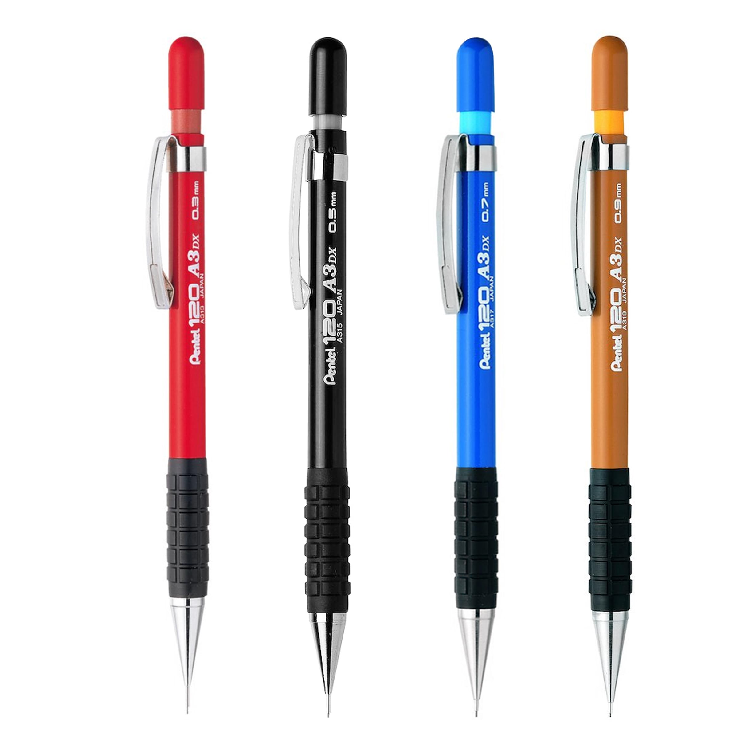 Pentel 120 DX Mechanical Pencil - Automatic, Drafting Pencil Refillable - 1 of Each Size - Pack of 4-0.3mm/0.5mm/0.7mm/0.9mm