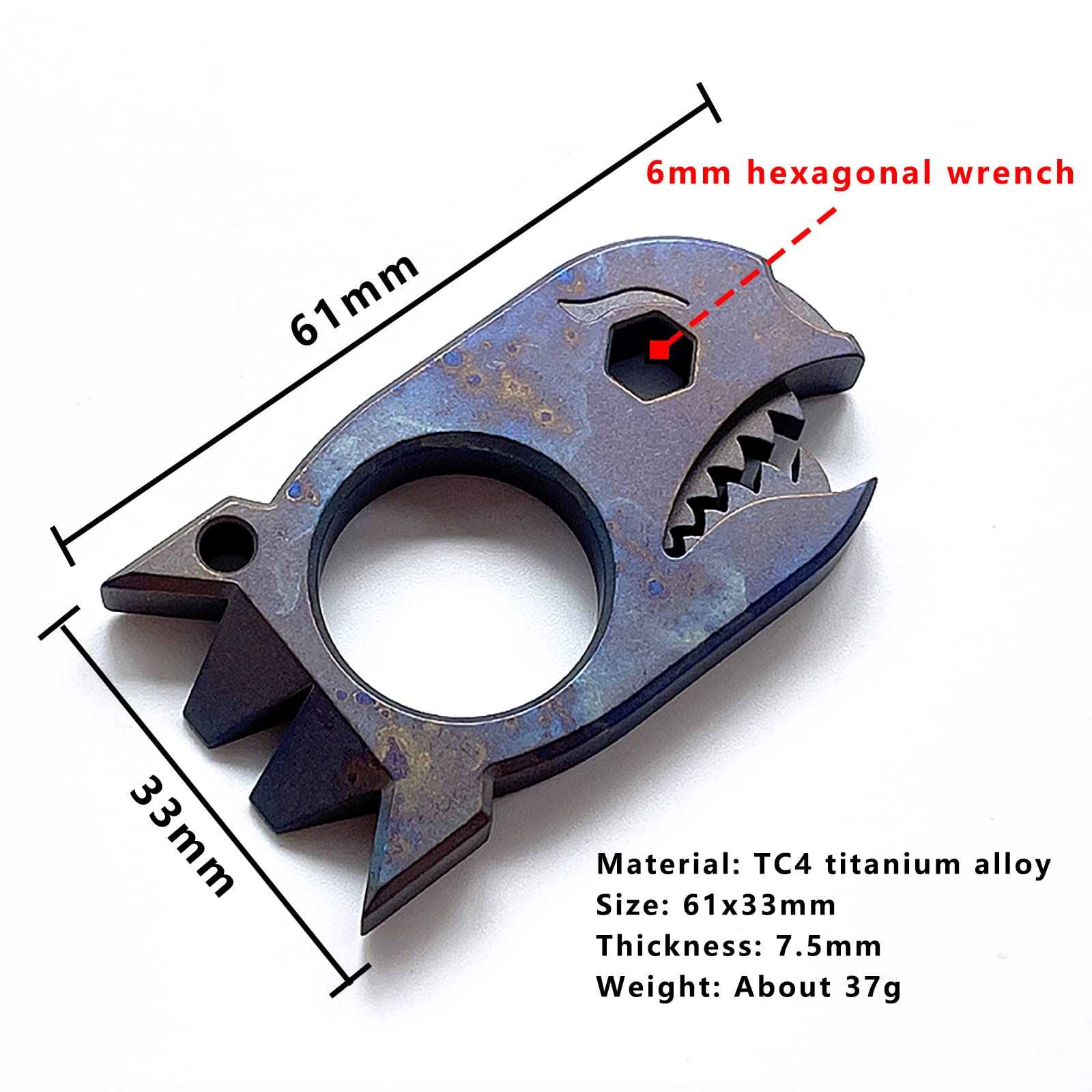 EDC Levier avec décapsuleur clé en titane multi-outil de poche de requin pour camping, randonnée, pêche, survie en plein air (couleur éblouissante)