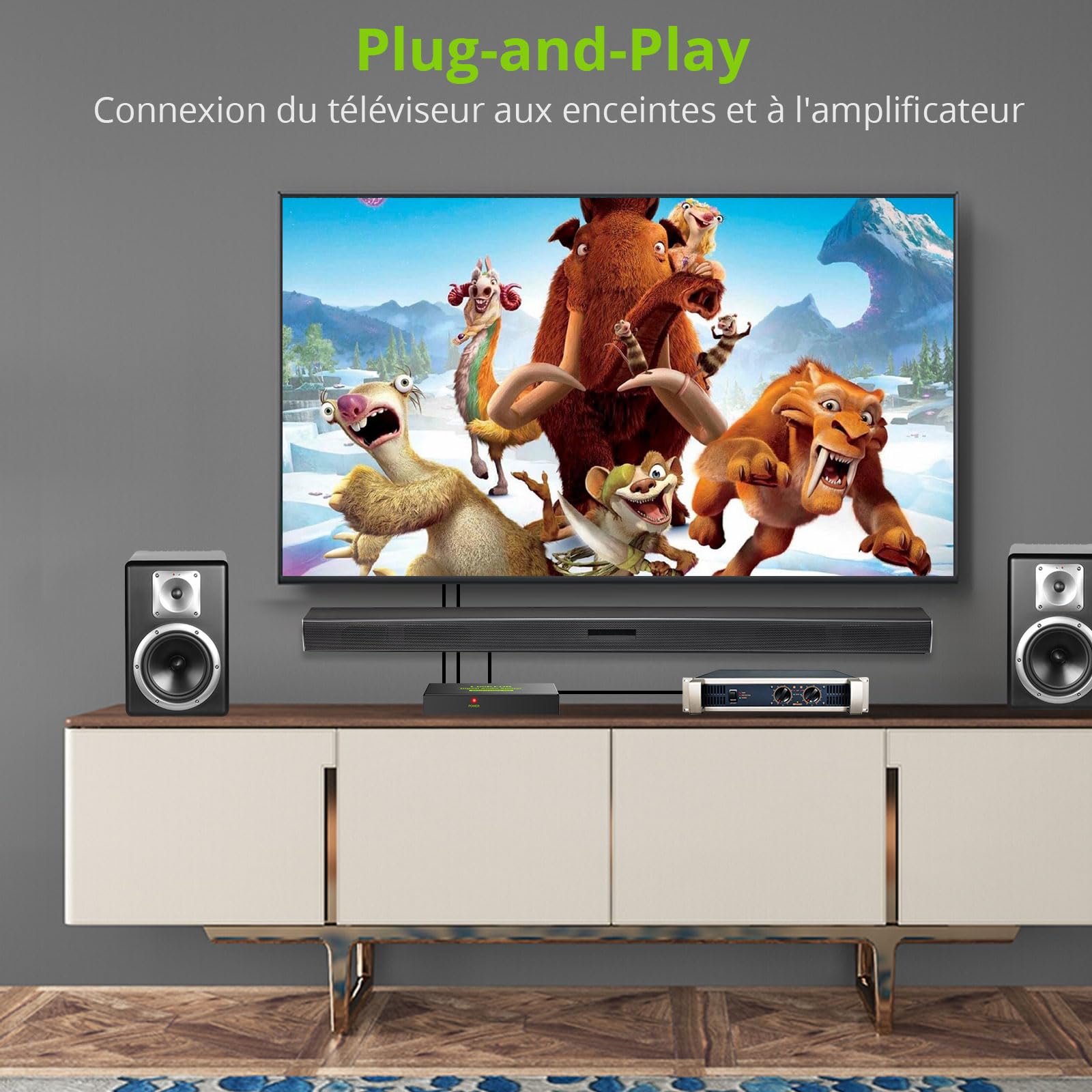 Switch Optique Audio, LiNKFOR 4x1 Commutateur Audio Toslink SPDIF Fibre Optique Numérique Switch Splitter Audio Support LPCM2.0 DTS Dolby-AC3 avec Câble Optique