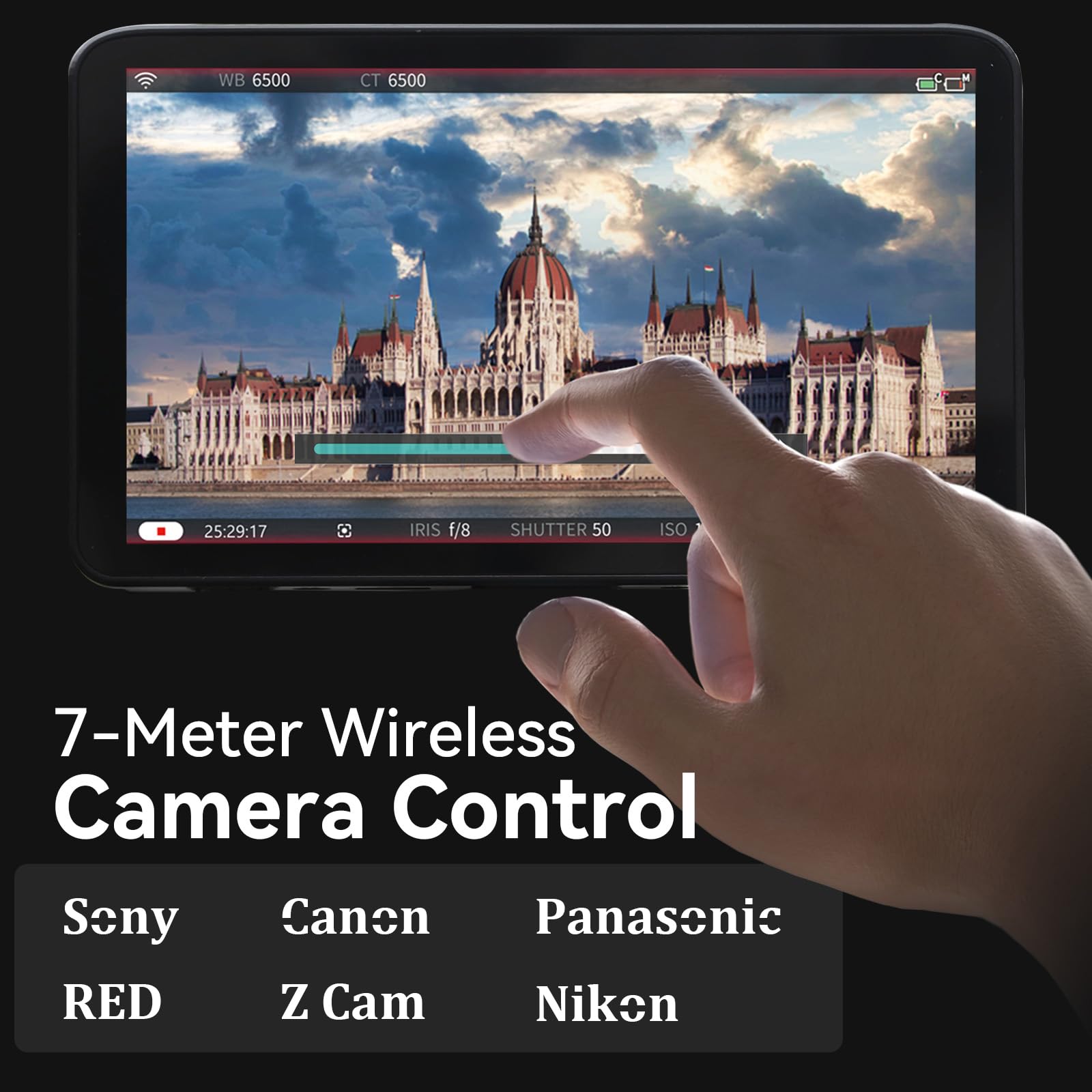 Portkeys LS7P - Monitor de cámara de 7 pulgadas, pantalla táctil, control inalámbrico, videocámara para FX3/FX6/FX30/RX10/A7S III EOS C80/C400 BMPCC 4K/6K