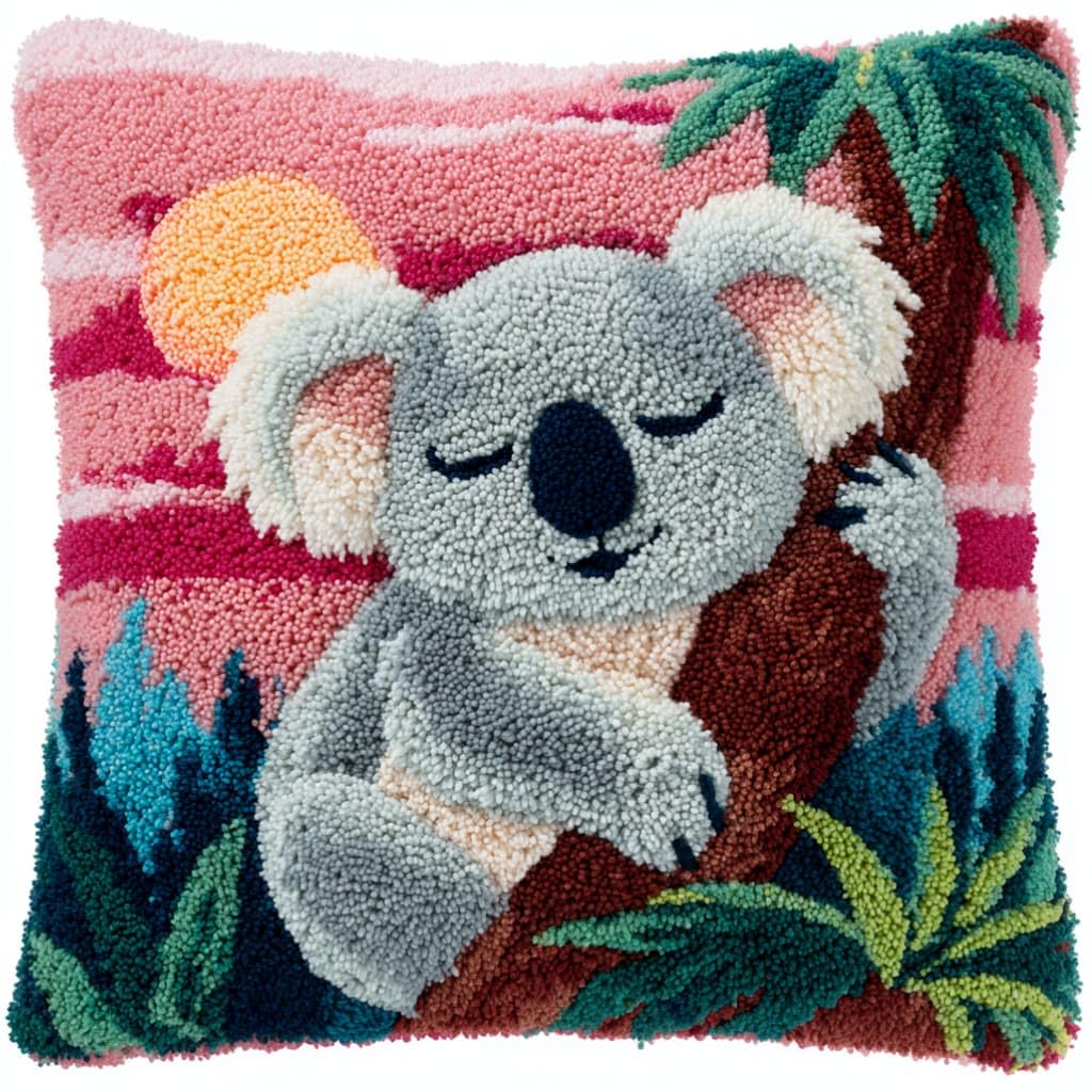 AxiangziK Latch Hook Embroidery Kit,Koala DIY Throw Cushion Cover 43X43Cm