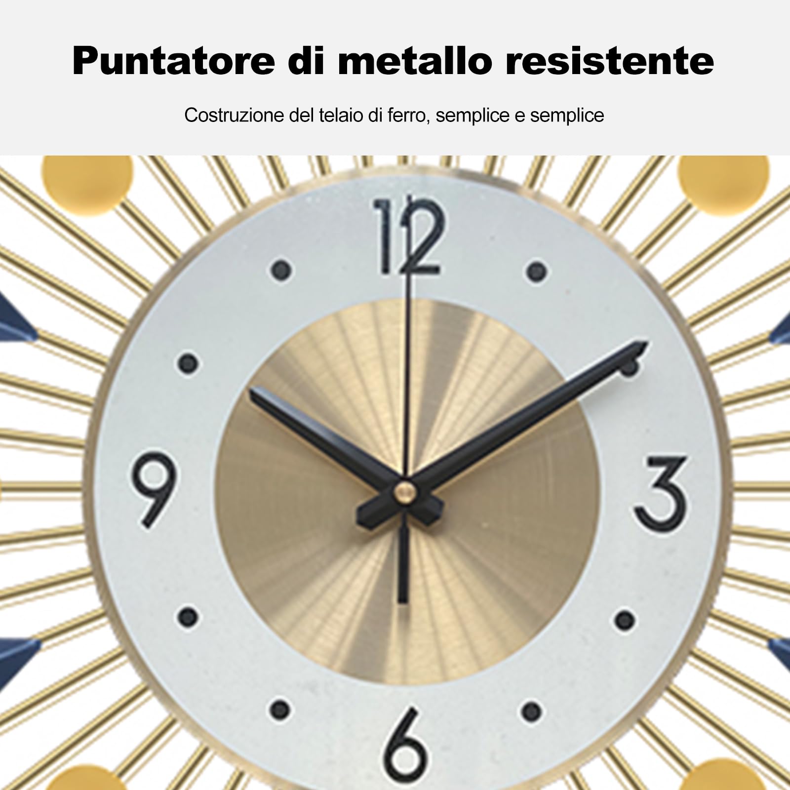 Ergocar Orologio da parete, orologio da parete decorativo grande elegante e semplice da cucina, orologio da parete moderno silenzioso in metallo senza ticchettio, adatto per soggiorno, ufficio