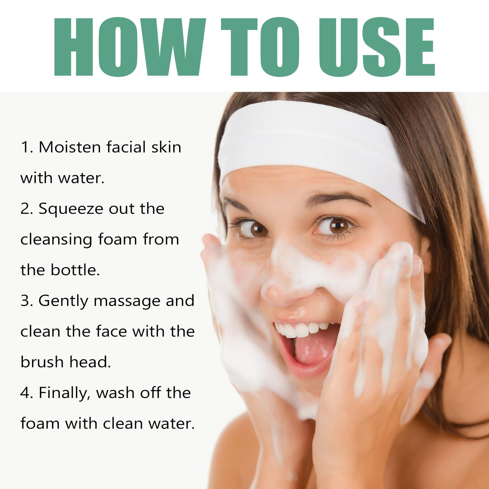 Shefave Schiuma per la pulizia del, tea tree, schiuma detergente, con spazzola per la pulizia del viso, detergente per i punti neri, controllo dell'olio, Siero di tè verde