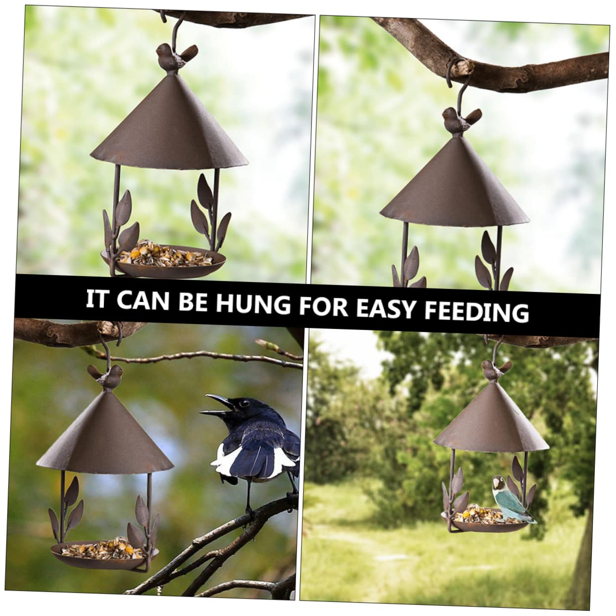 TOYANDONA Mangiatoia per Uccelli Decorazione Outdoor in Ferro da Giardino Design Unico, Sospesa per Pappagalli e Uccelli per Giardino e Voliera