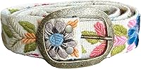 Handmade Peruvian Ayacucho Embroidered Floral Belt for Women - Adjustable Round Buckle, Vibrant Canvas Design