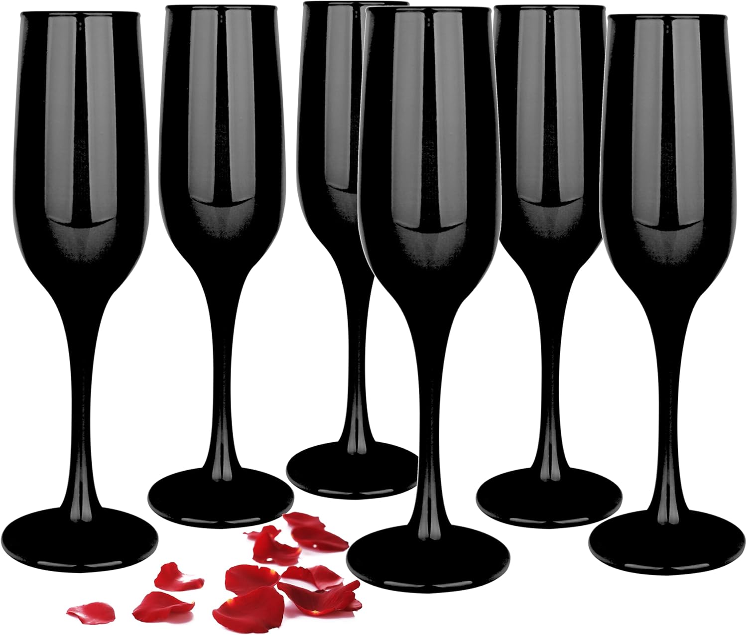 Glasmark Krosno Glasses Set of 6 0.2 litre Champagne Prosecco Glass Goblet Champagne Glasses Sparkling Wine Glasses Wine Glasses Black 6 x 200 ml
