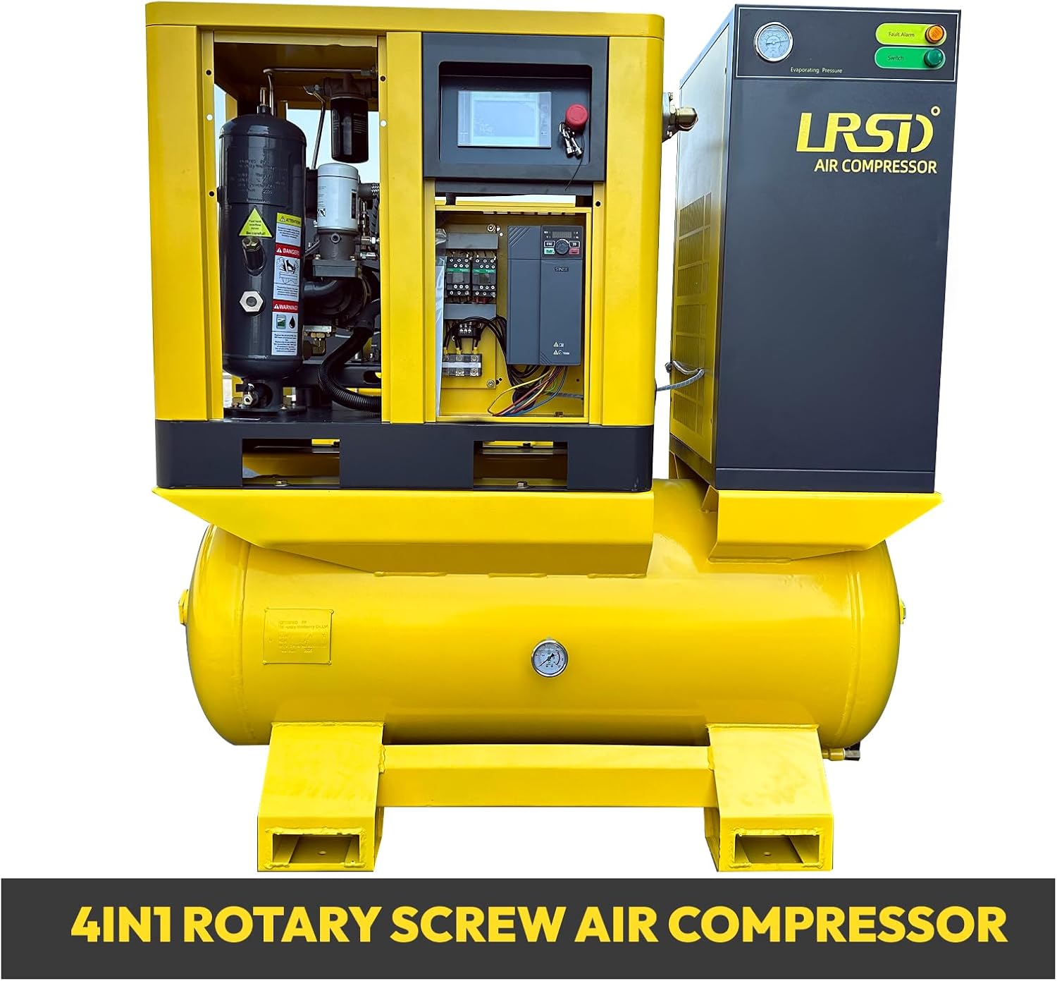 7.5HP 4-in-1 Combined Rotary Screw Air Compressor & 230V/60Hz/3Phase/UL Stationary Industrial Rotary Air Compressor & 27CFM/125PSI Commercial Heavy Duty Air Compressed System