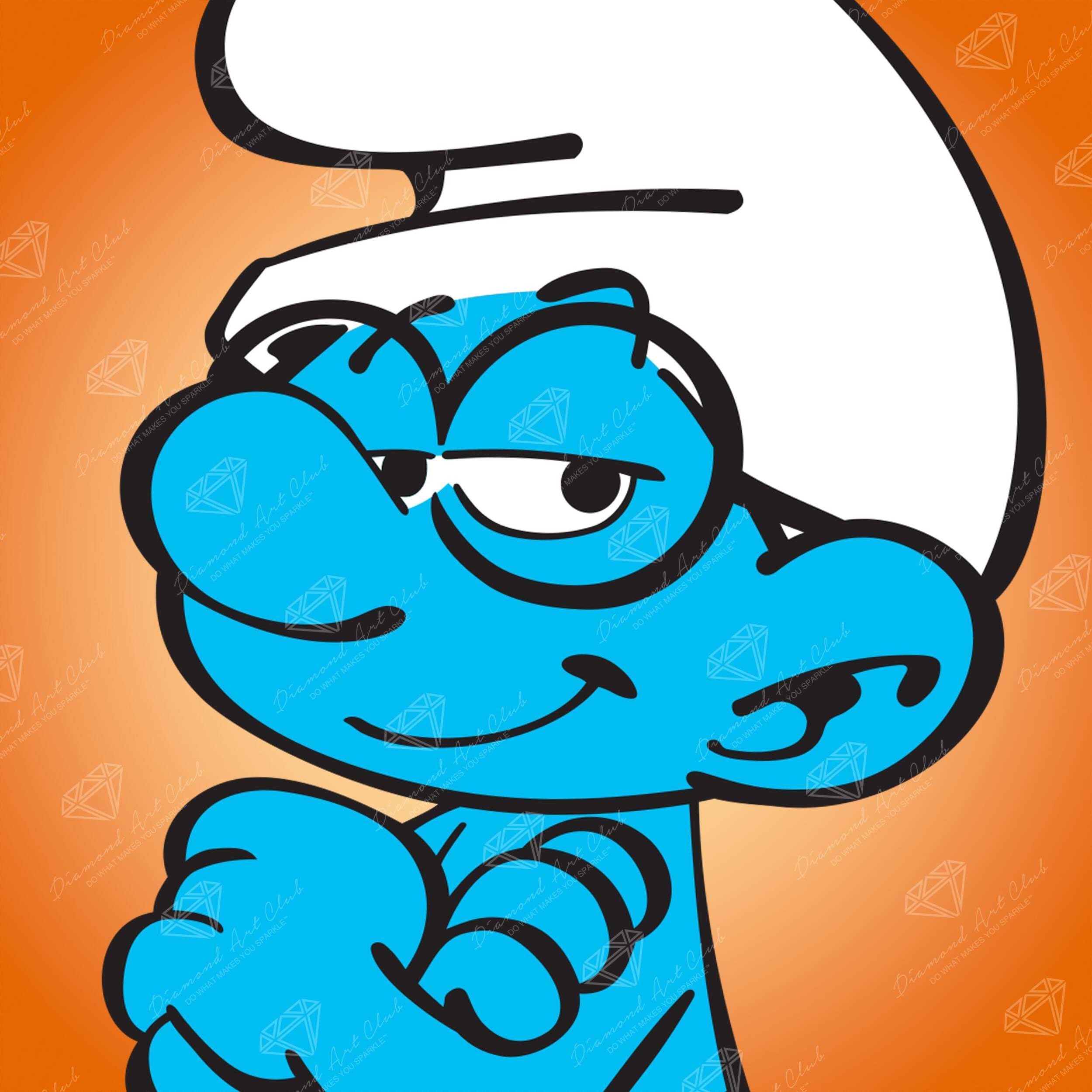 DIAMOND ART CLUB Brainy Smurf Diamond Painting Kit, Fun DIY Crafts for Adults, Round Diamond Art Canvas, 9" x 9"