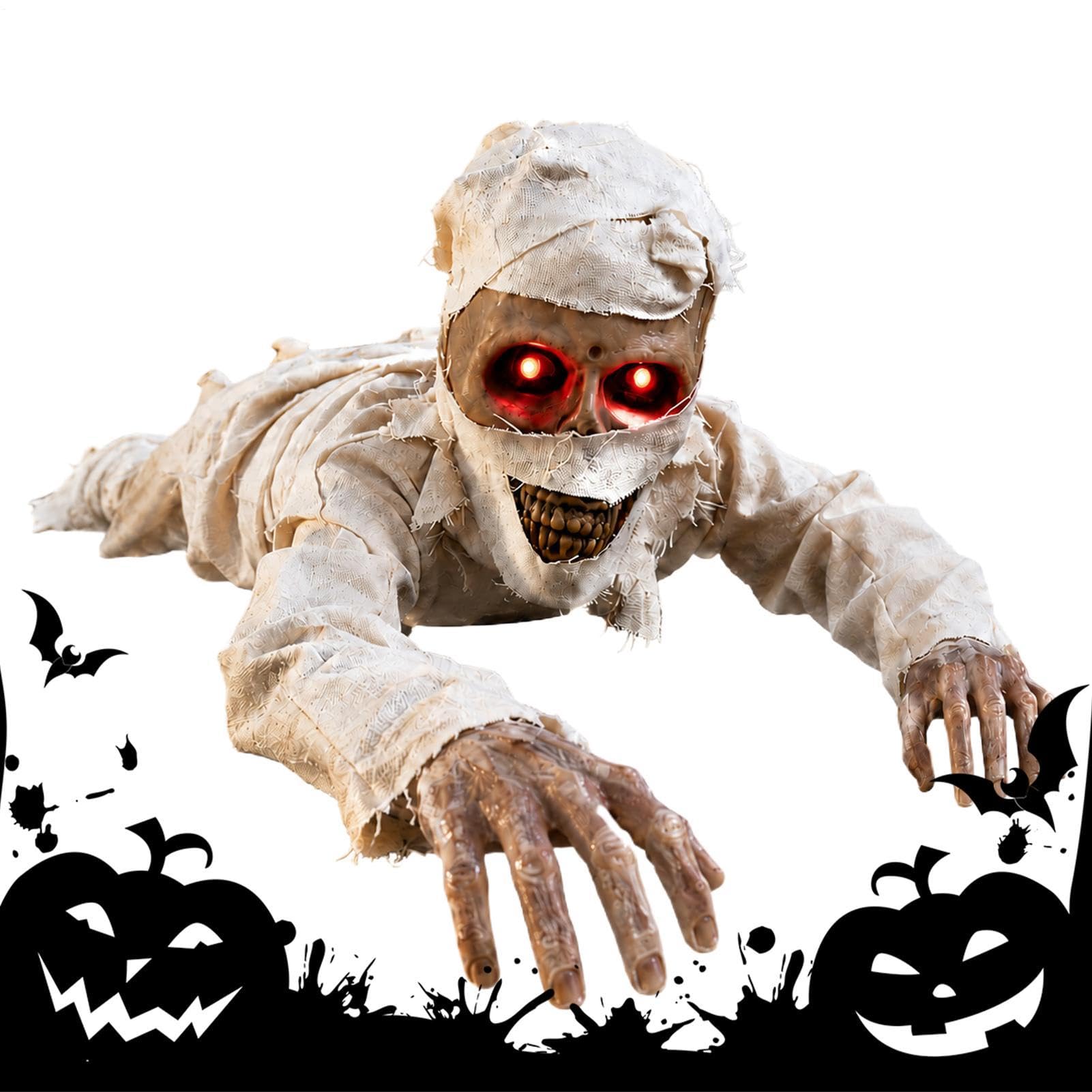 Generisch Halloween lalka pełzająca – ruchoma figurka ducha, straszna dekoracja | Dekoracja nawiedzająca na Halloween, aktywowany głosem ruch | Materiał elektryczny z efektem dźwiękowym do wejścia do ogrodu